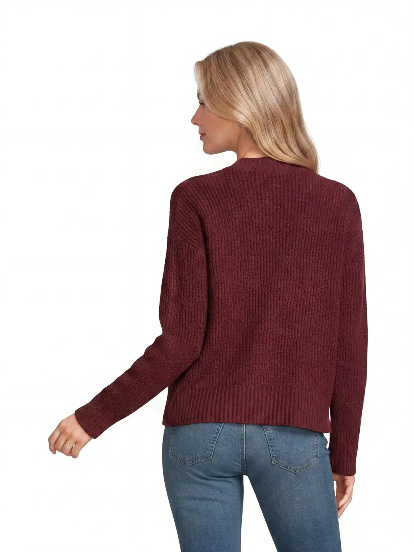 House naisten neulepusero kilppari soft 213H264013 - wine red as cutting - 3