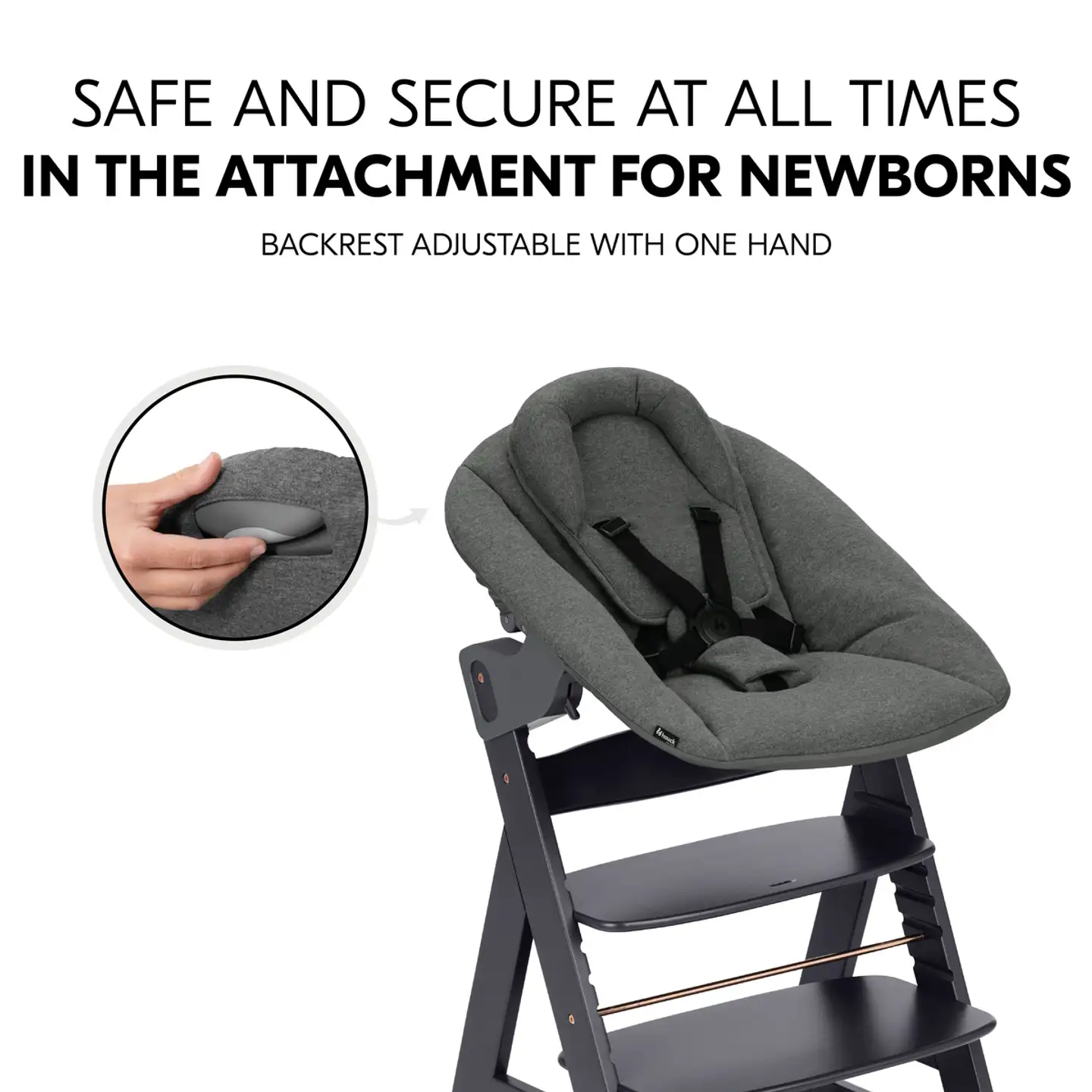 Hauck syöttötuolisetti Alpha Newborn tummanharmaa - 12