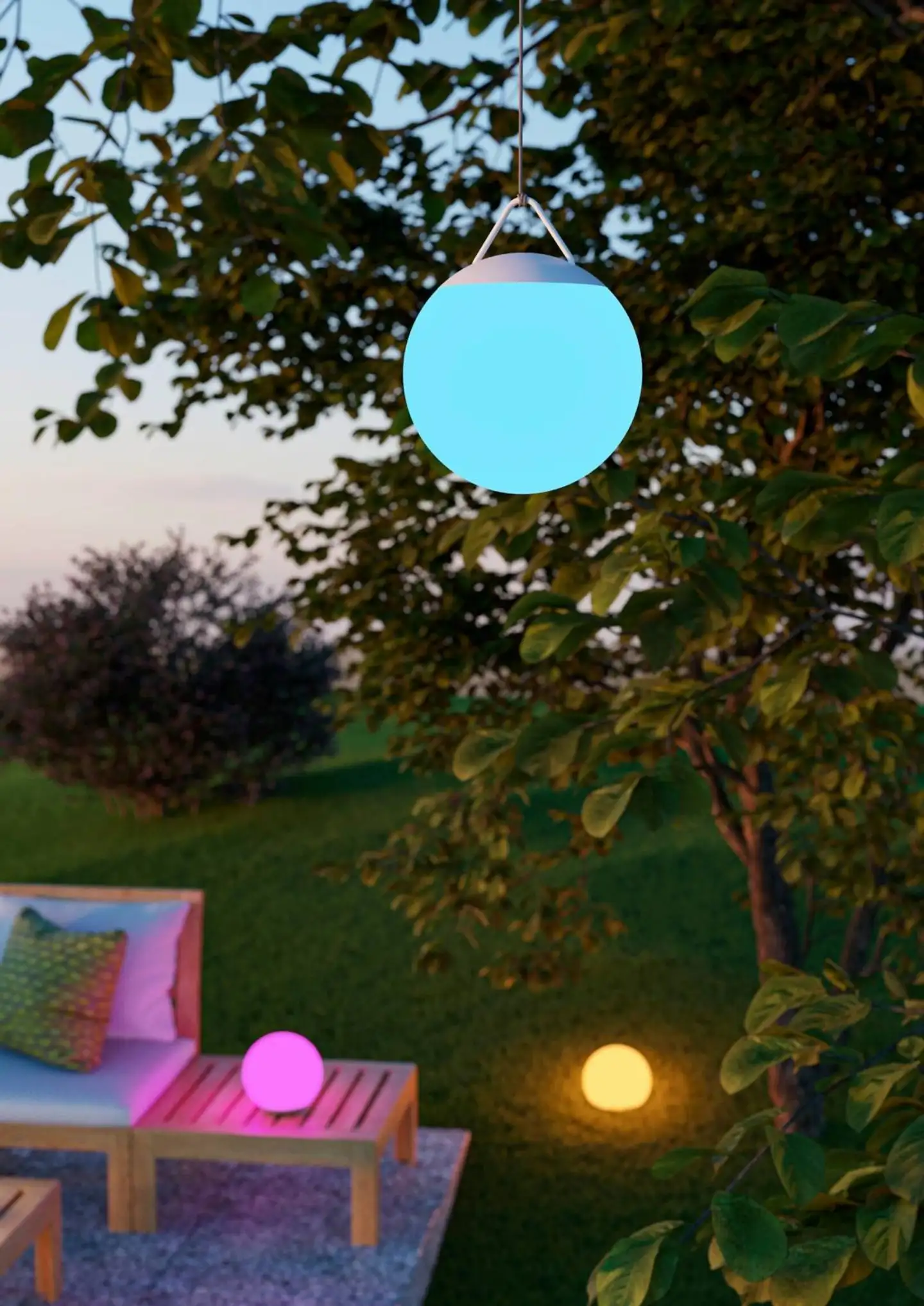 Eglo Poggiobello ulkokoristevalaisin akkukäyttöinen 0,45W LED RGB halk. 20cm valkoinen IP44 - 3