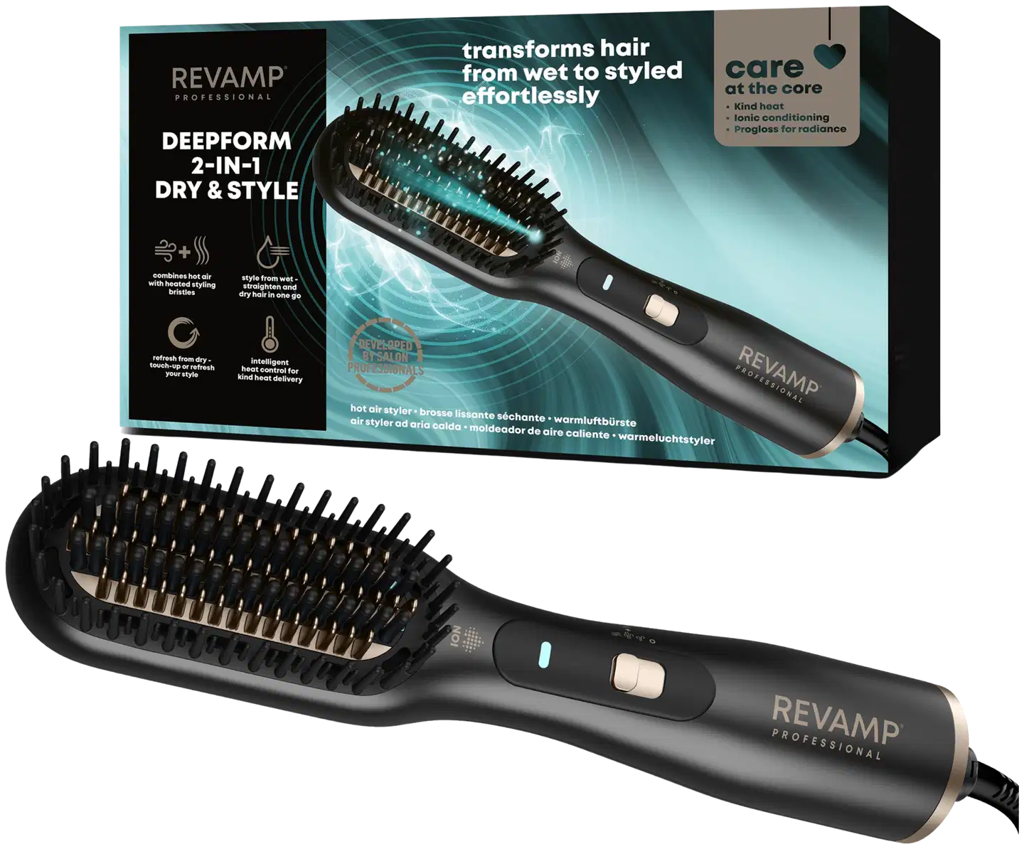 Revamp Deepform 2-in-1 Dry & Style hiusten muotoiluharja (BR-2500-EU) - 1