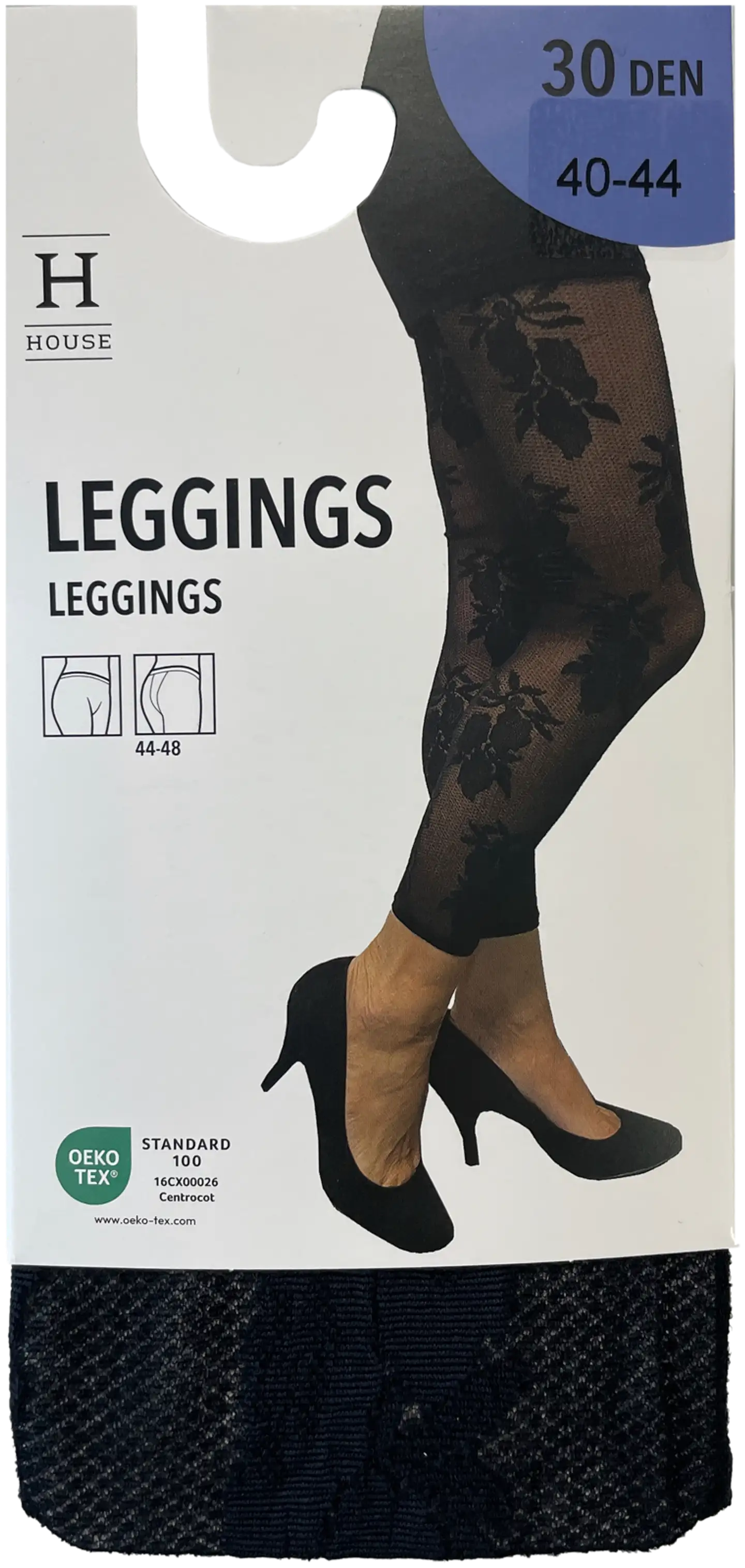 House naisten kukkakuvioiset leggingsit 30 den - BLACK