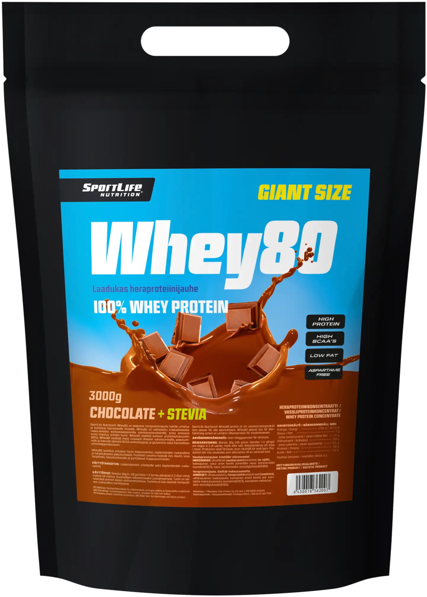 SportLife Nutrition Whey80 3kg suklaa heraproteiinijauhe