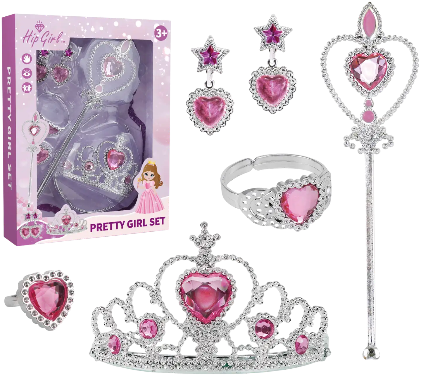 Prinsessasetti 6 osaa pinkki
