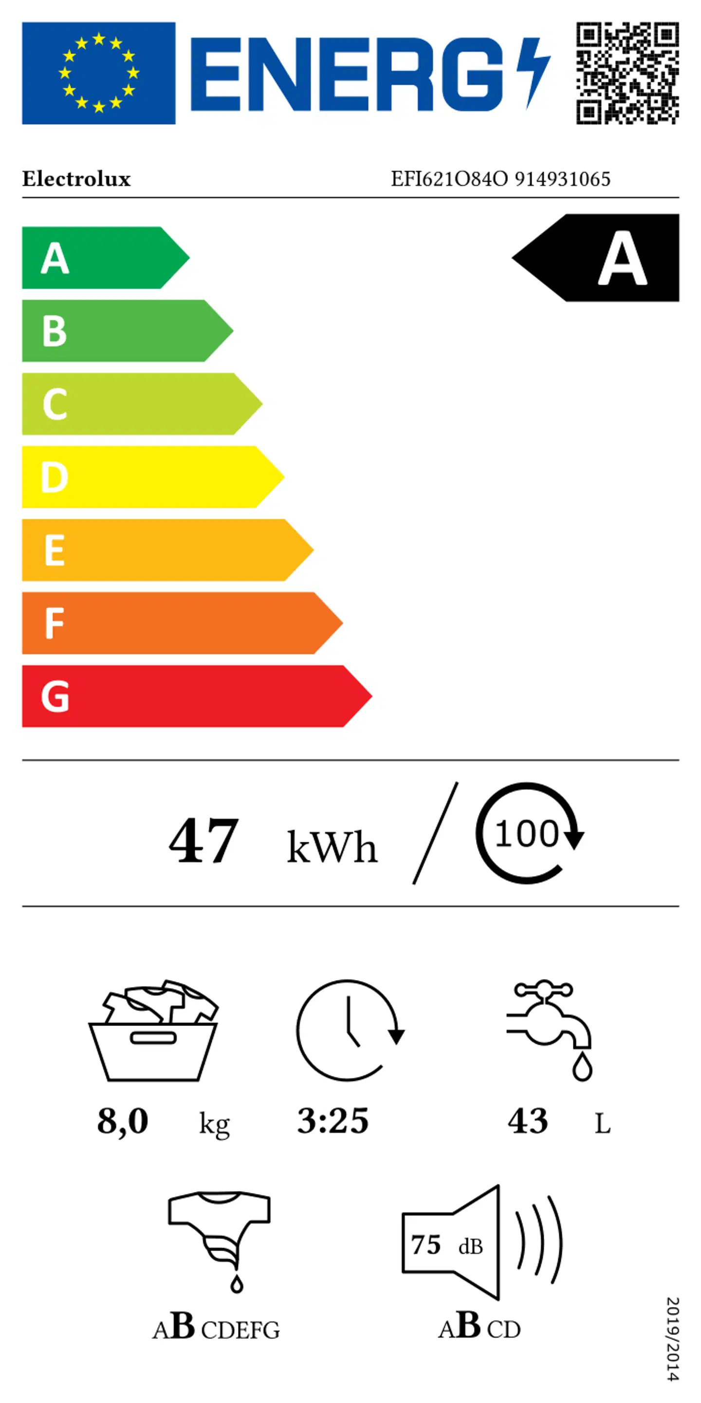 Electrolux edestä täytettävä pyykinpesukone EFI621O84O valkoinen - 6