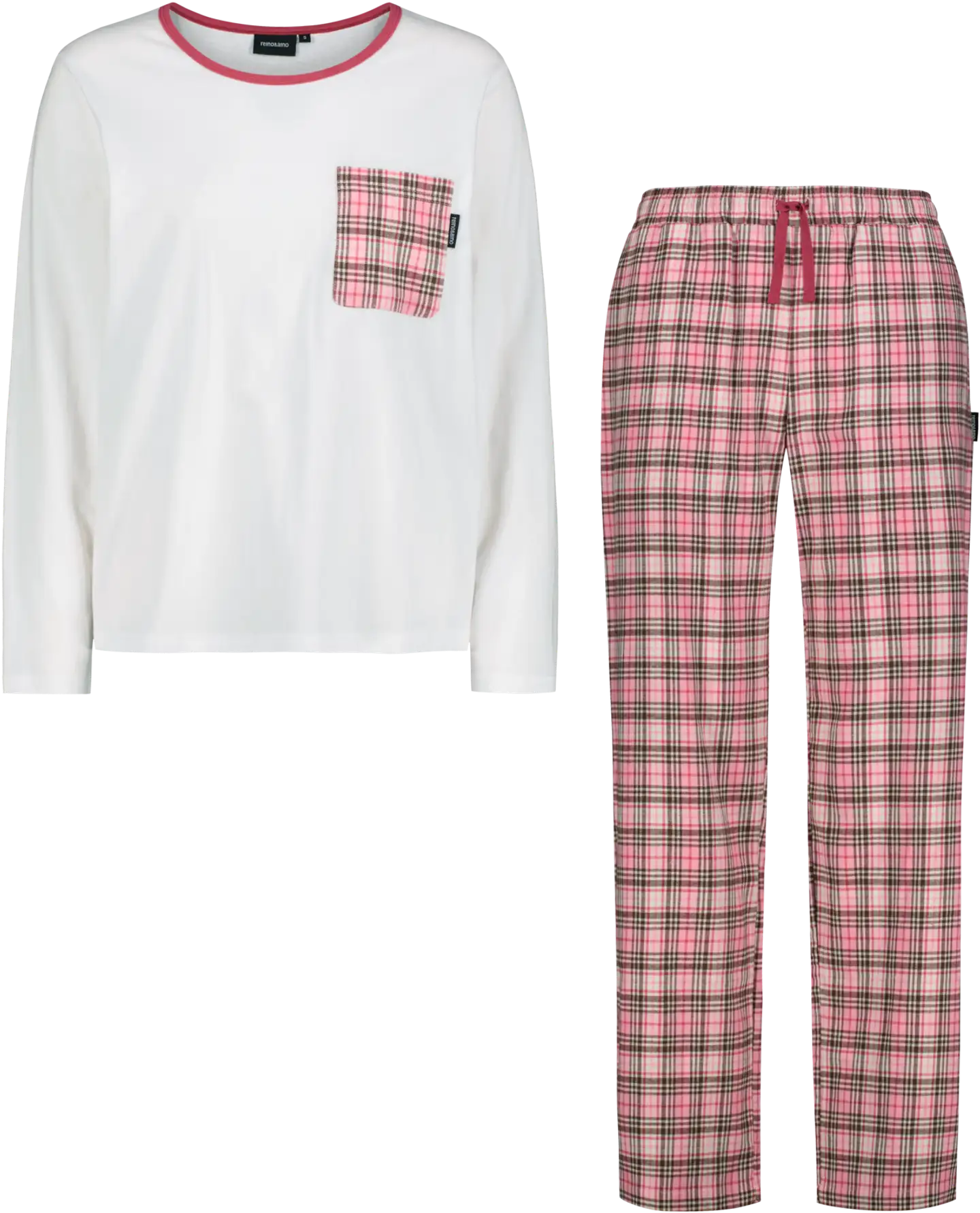 Reino&Aino naisten flanellipyjama Aino - pink check - 1