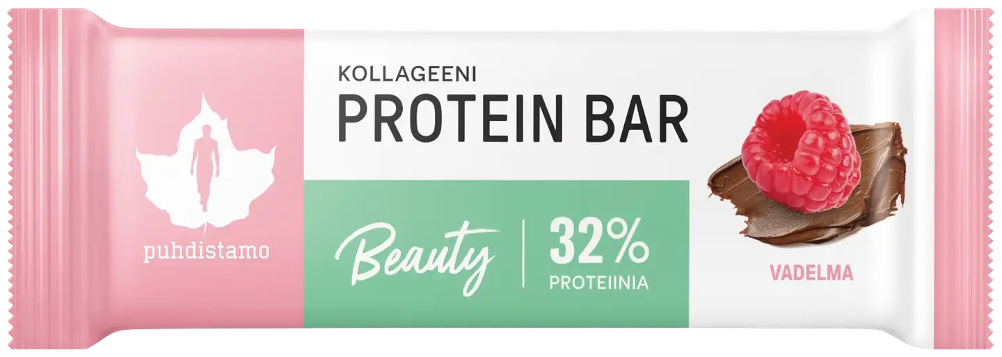 Puhdistamo Kollageeni Beauty proteiinipatukka Vadelma 30 g