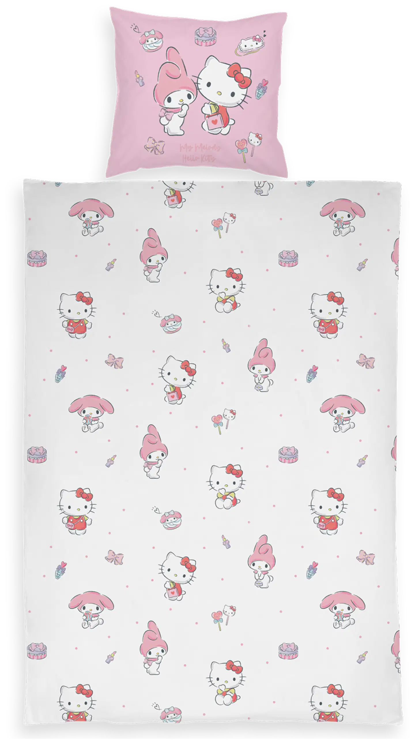 Lasten junior pussilakanasetti Hello Kitty ja Melody 120x160+40x60 cm - 2