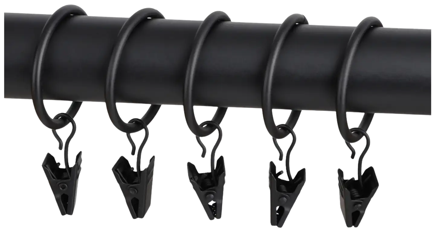 Ihanin verhorenkaat nipistimellä mattamusta 32/38 mm 10kpl/pss - 1