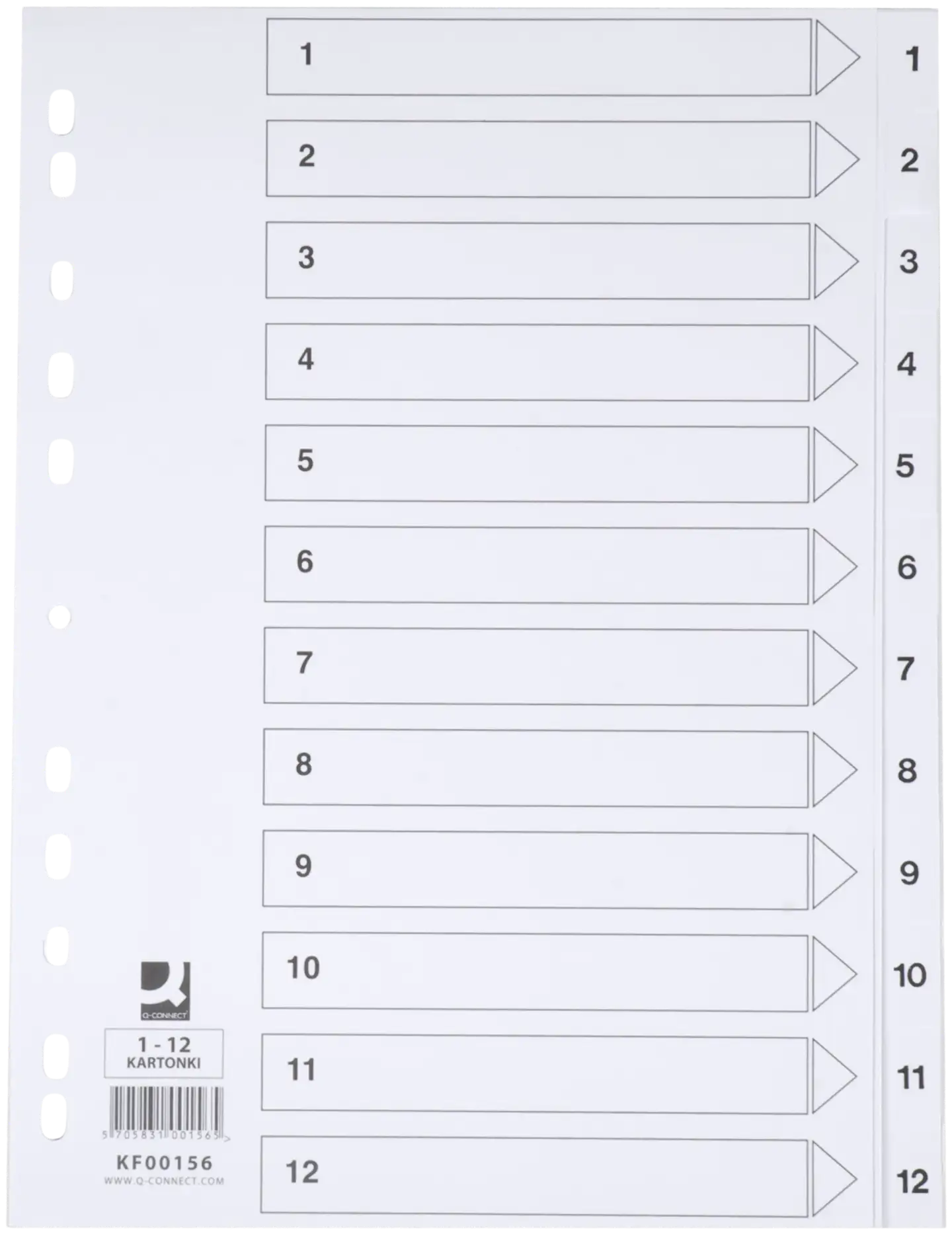 Q-Connect hakemisto A4 1-12 kartonki valkoinen