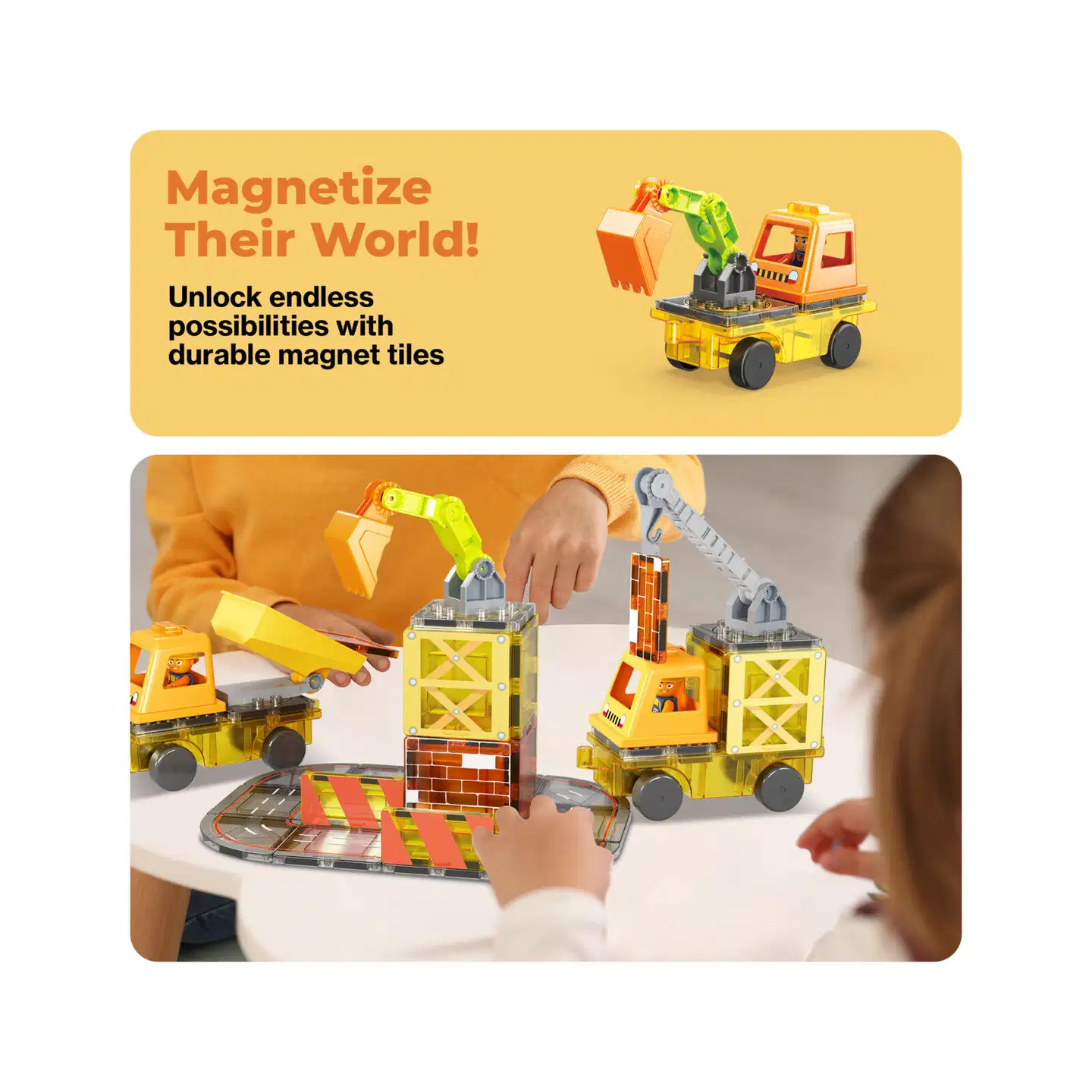 PicassoTiles magneettinen rakennussarja 5in1 työmaa 50 osaa - 7