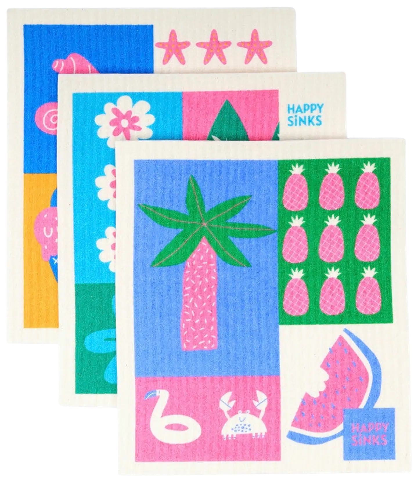 Happy Sinks Ruotsalainen tiskirätti -setti, Coastal Mix, 3 kpl - 2