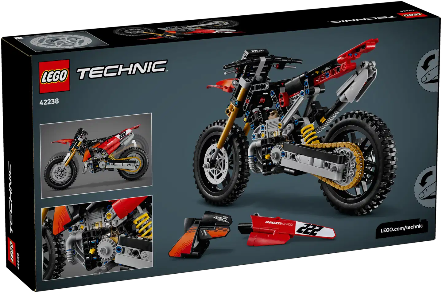 LEGO® Technic 42238 Ducati Desmo450 MX Factory ‑moottoripyörä - 2