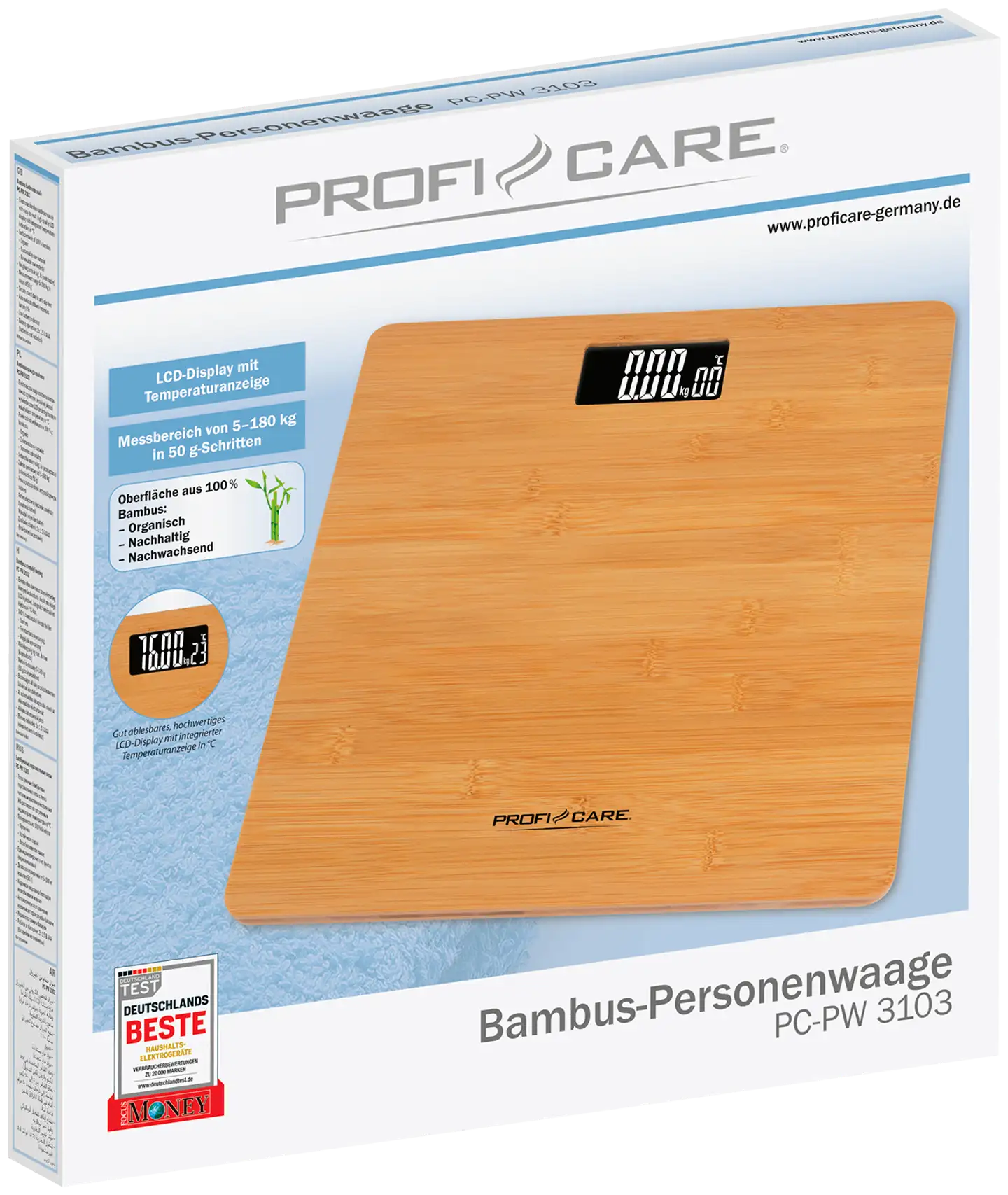 ProfiCare digitaalinen henkilövaaka PC-PW 3103 (bambu) - 2