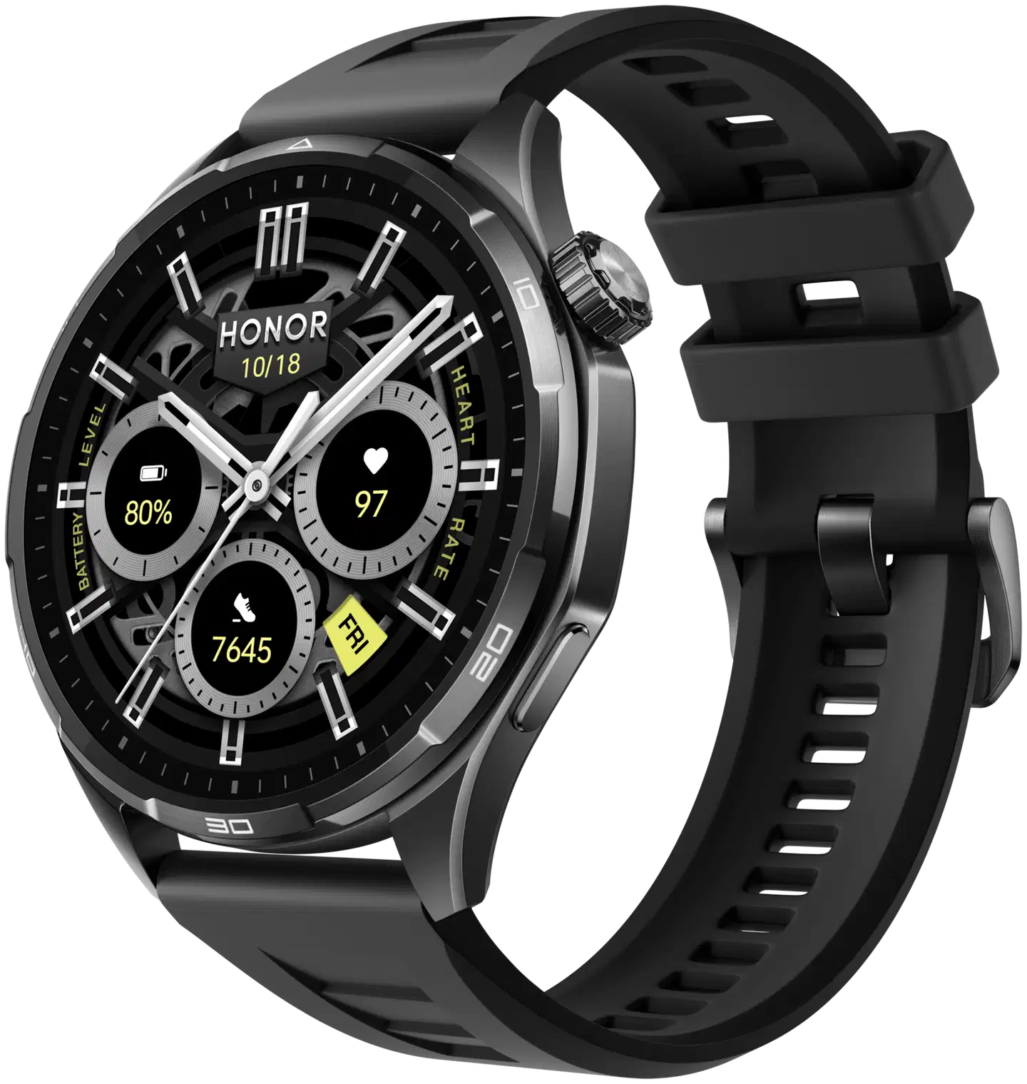 HONOR Watch 6 32MB+4GB -älykello, musta silikoniranneke - 1