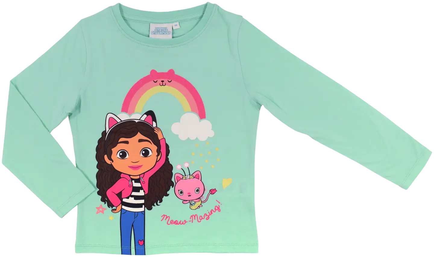 Gabby's Dollhouse lasten trikoopaita AM-GABB-11 - VIHREÄ