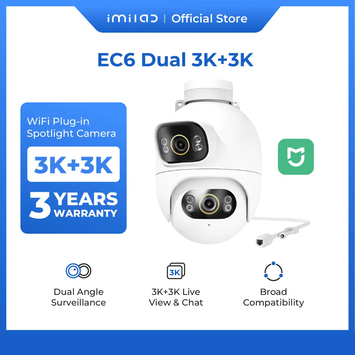 Imilab EC6 Dual 3K+3K WiFi -valvontakamera kahdella objektiivilla ulkokäyttöön CMSXJ68A - 15