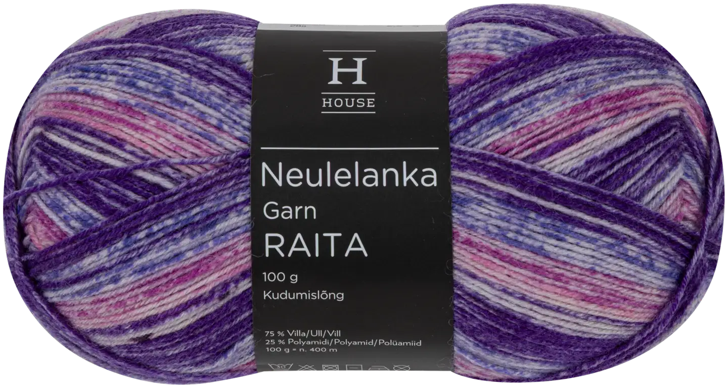House sukkalanka Raita 100g liila, vaaleanpunainen, valkoinen melange