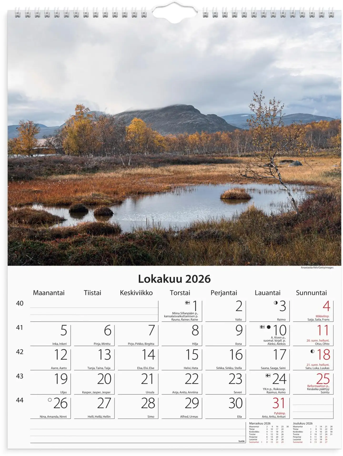 Burde Seinäkalenteri 2026 Luonto - 2