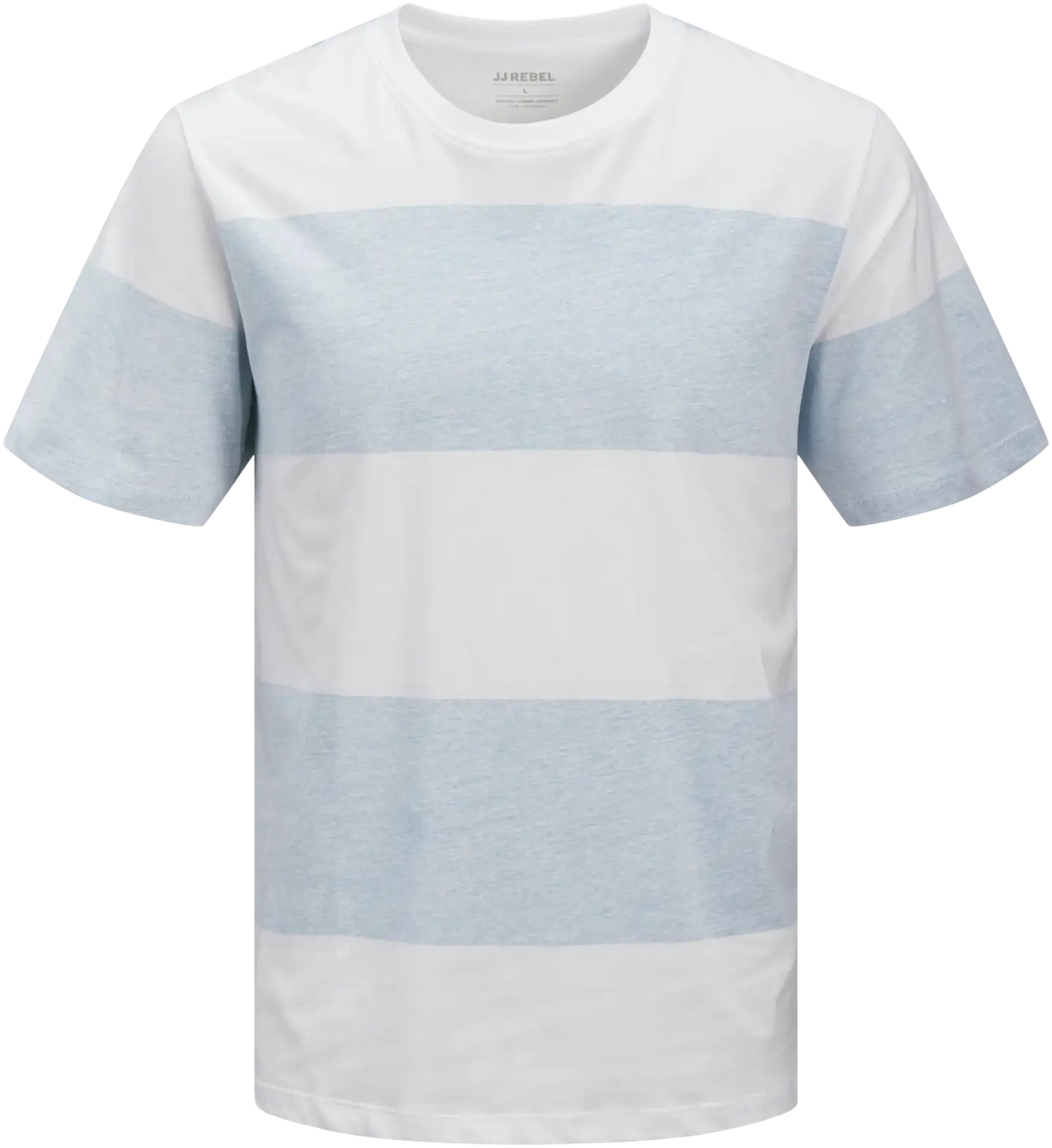 JJ Rebel miesten leveäraitainen t-paita JREBPIKE - Chambray blue - 1