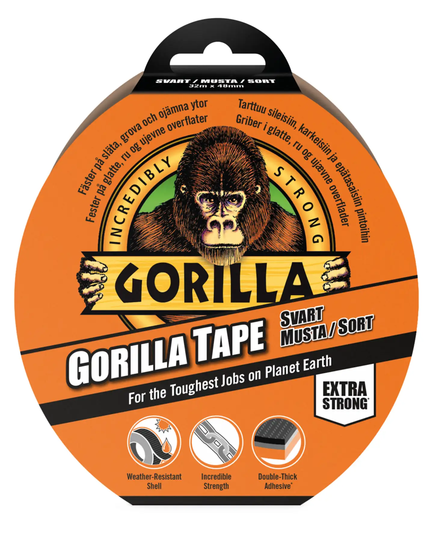 Gorilla teippi musta 32m