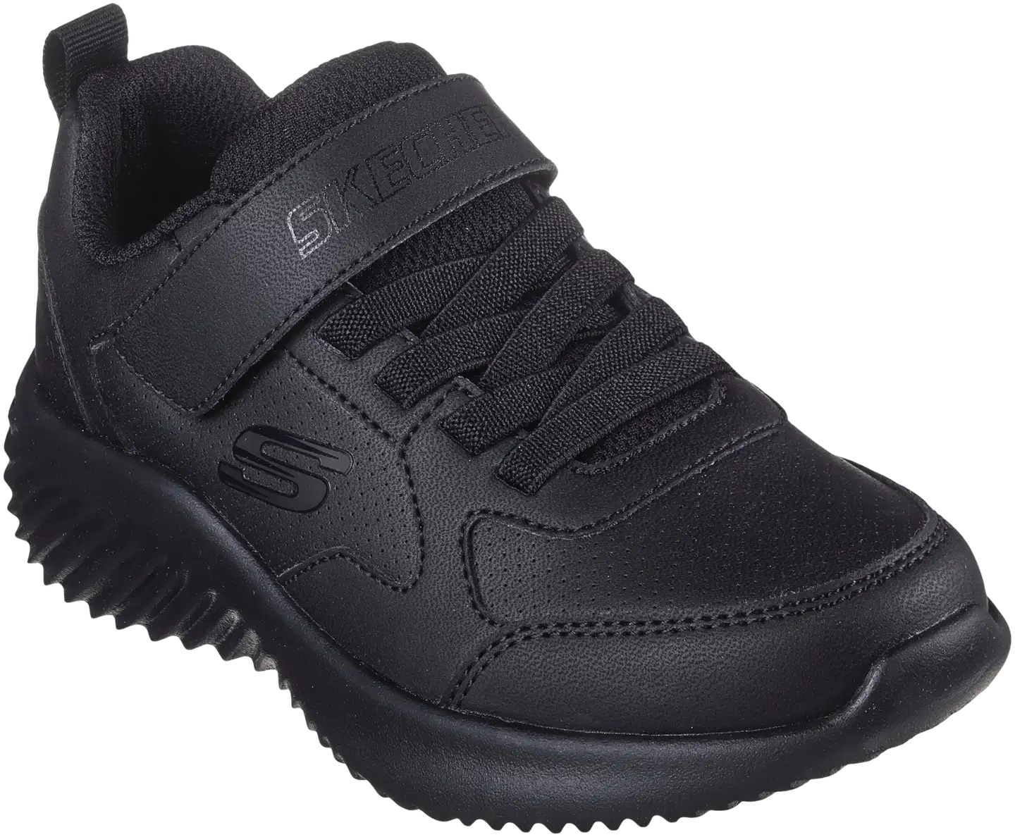 Skechers lasten kevyt lenkkari tarranauhalla ja venyvillä nauhoilla - BLACK - 1