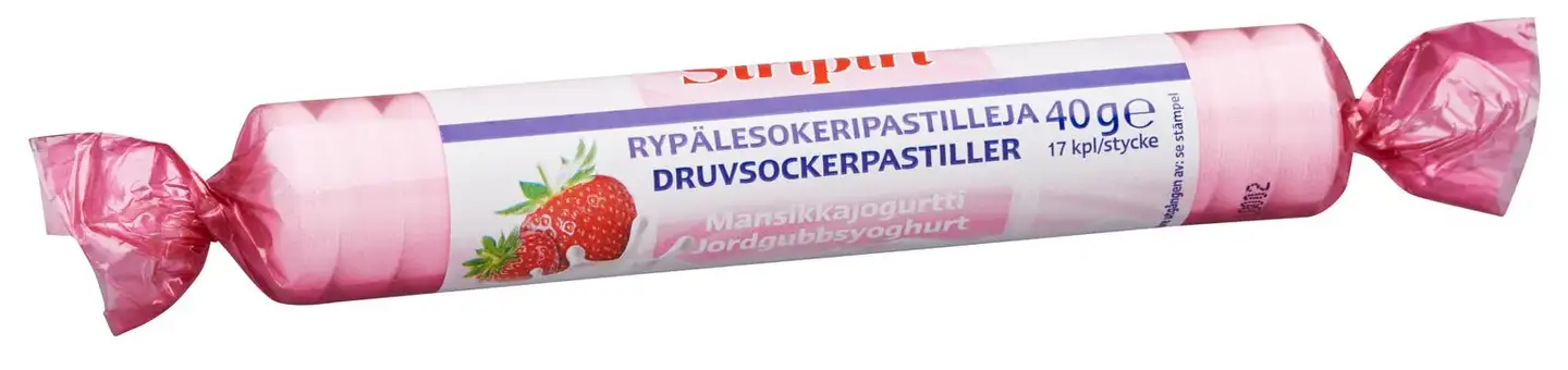 Siripiri rypälesokeripastilli mansikkajogurtti 17kpl