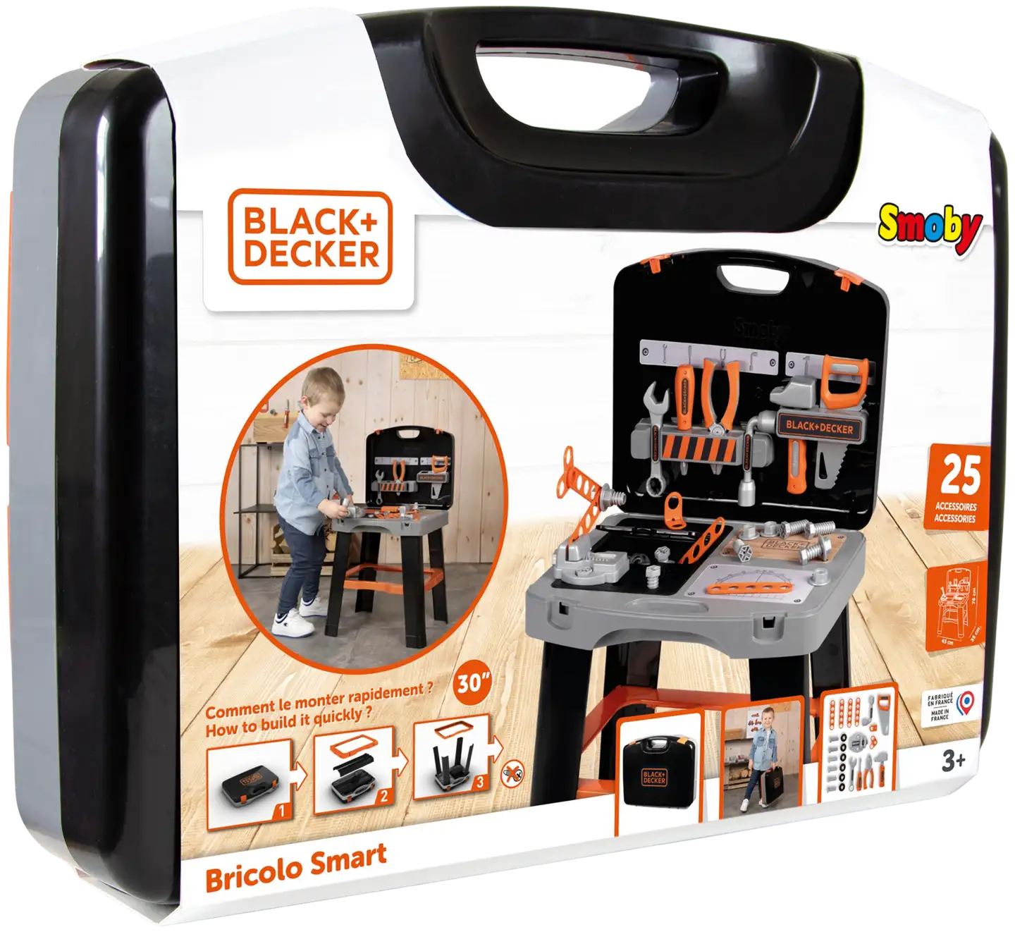 Smoby Black+Decker Bricolo Smart, koottava työkalupenkki leikkeihin - 4