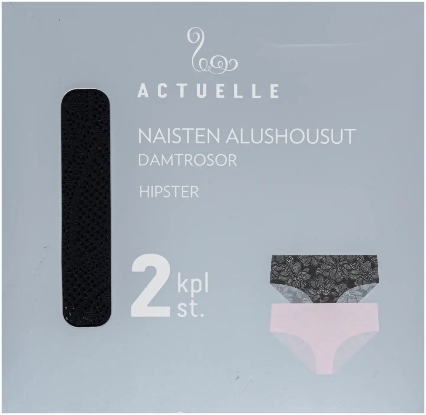 Actuelle naisten hipsterit 210A082613 2-pack - Black/Pale lilac - 3