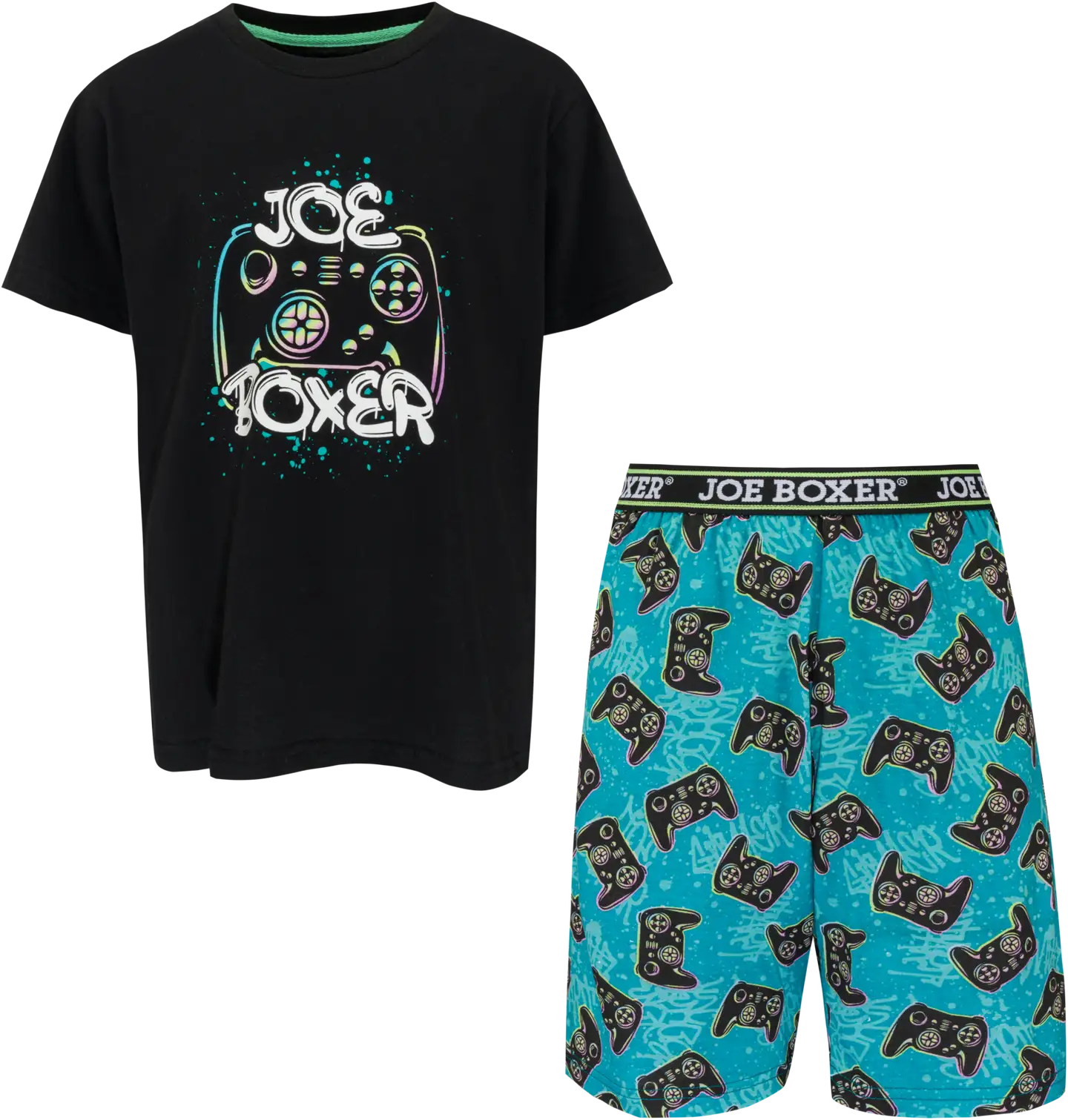 Joe Boxer lasten shortsipyjama 79283 - Green AOP - 1