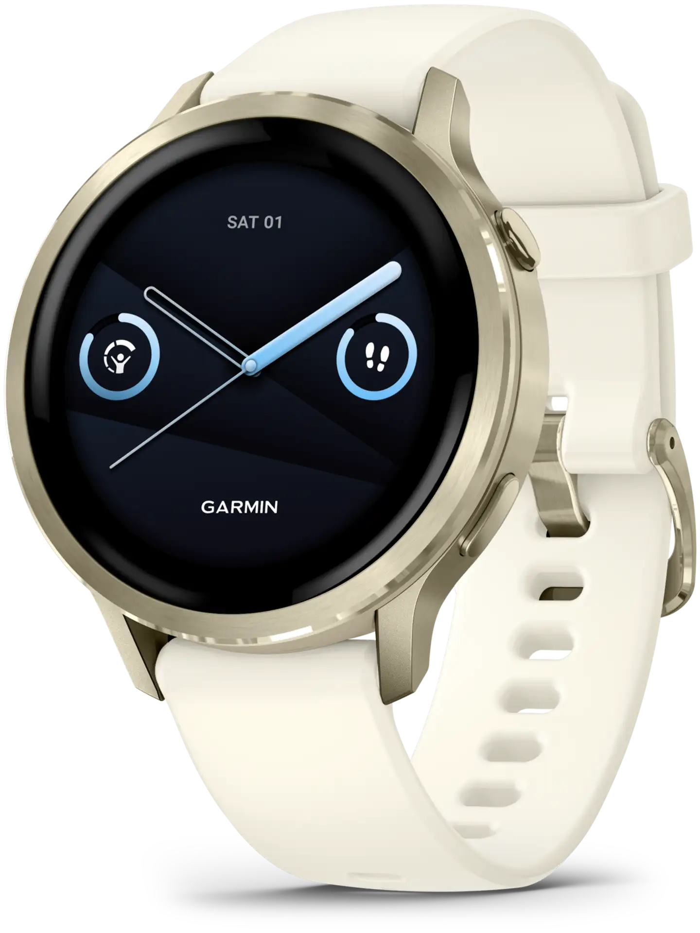 Garmin älykello Venu 4 – 41 mm, vaalea kulta ja luunvärinen silikonihihna - 1