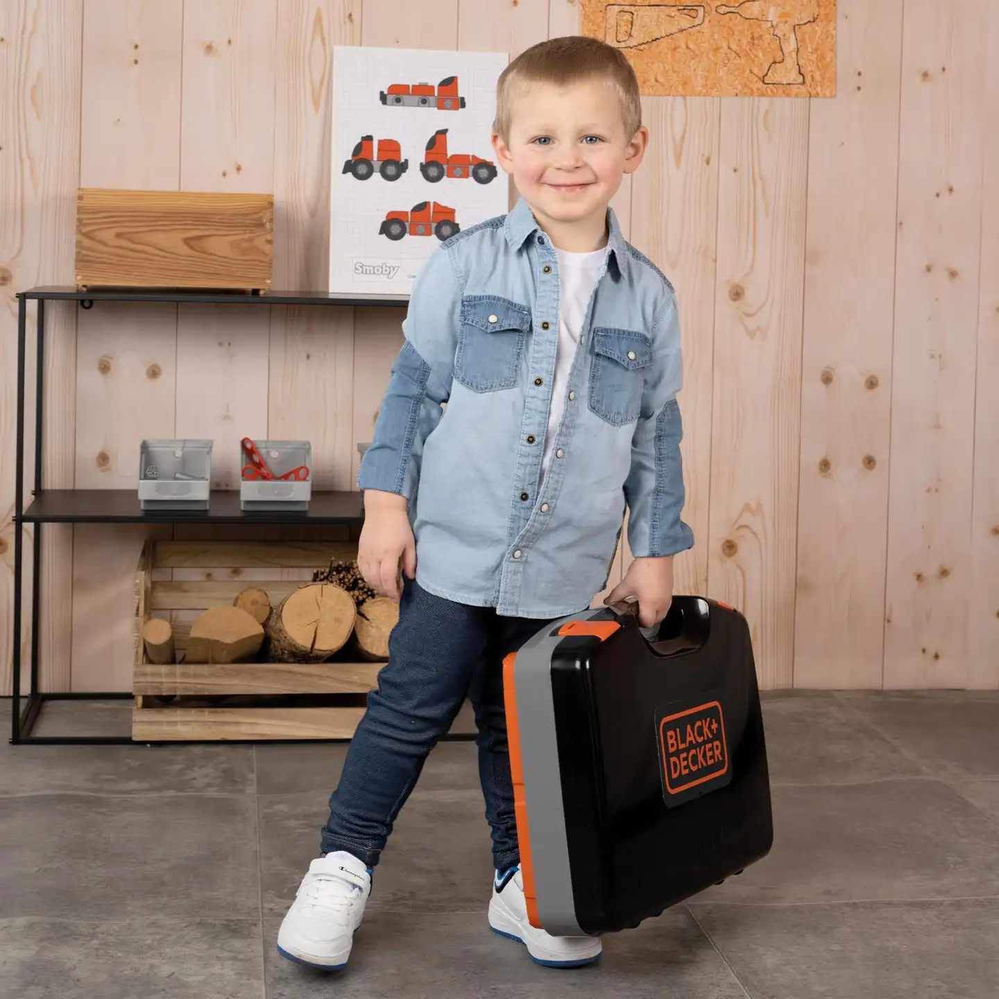 Smoby Black+Decker Bricolo Smart, koottava työkalupenkki leikkeihin - 12