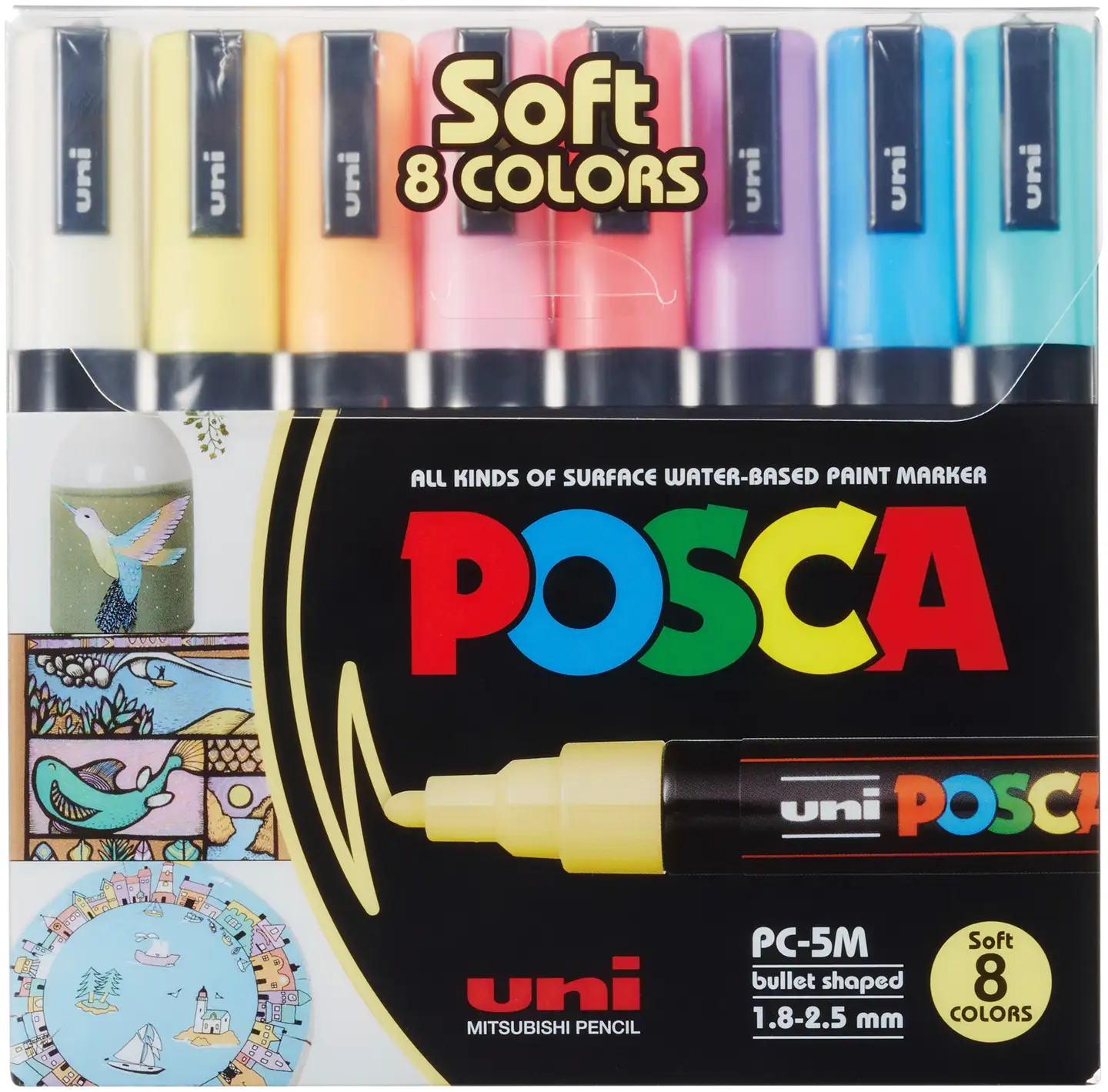 POSCA Marker 8 kpl PC-5M pastellivärit