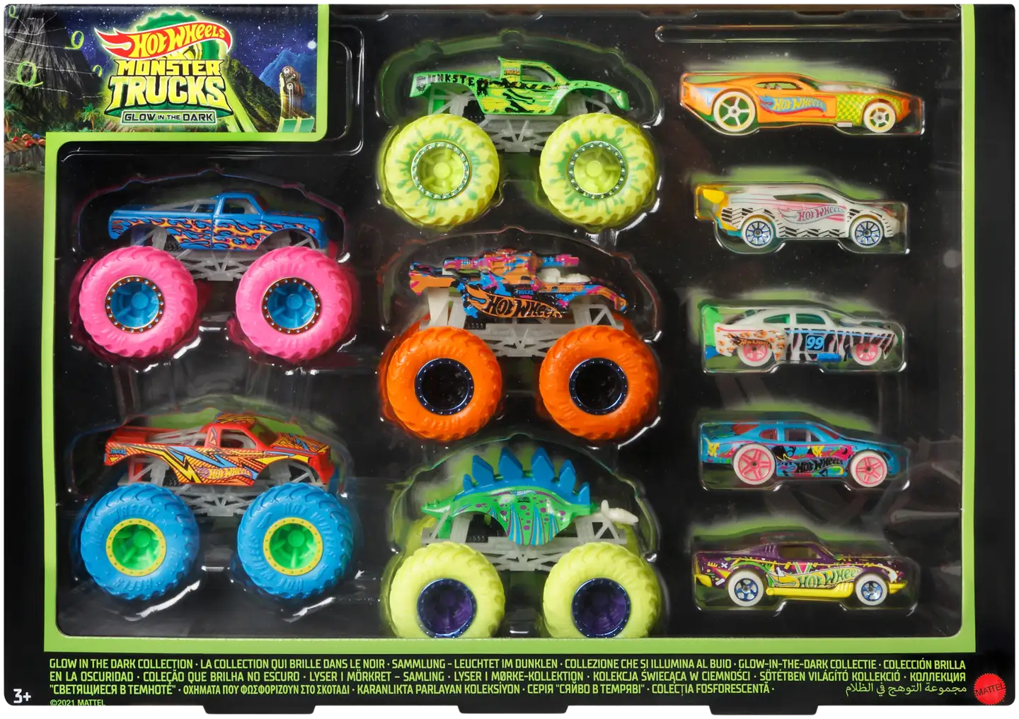 Hot Wheels Monster Trucks Glow In The Dark 10 Kpl - 1