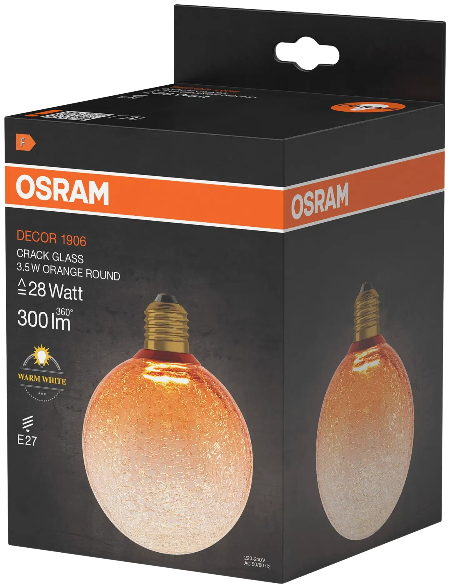 Osram LED-sisustuslamppu Decor Cracked Round 3,5W E27 oranssi - 3