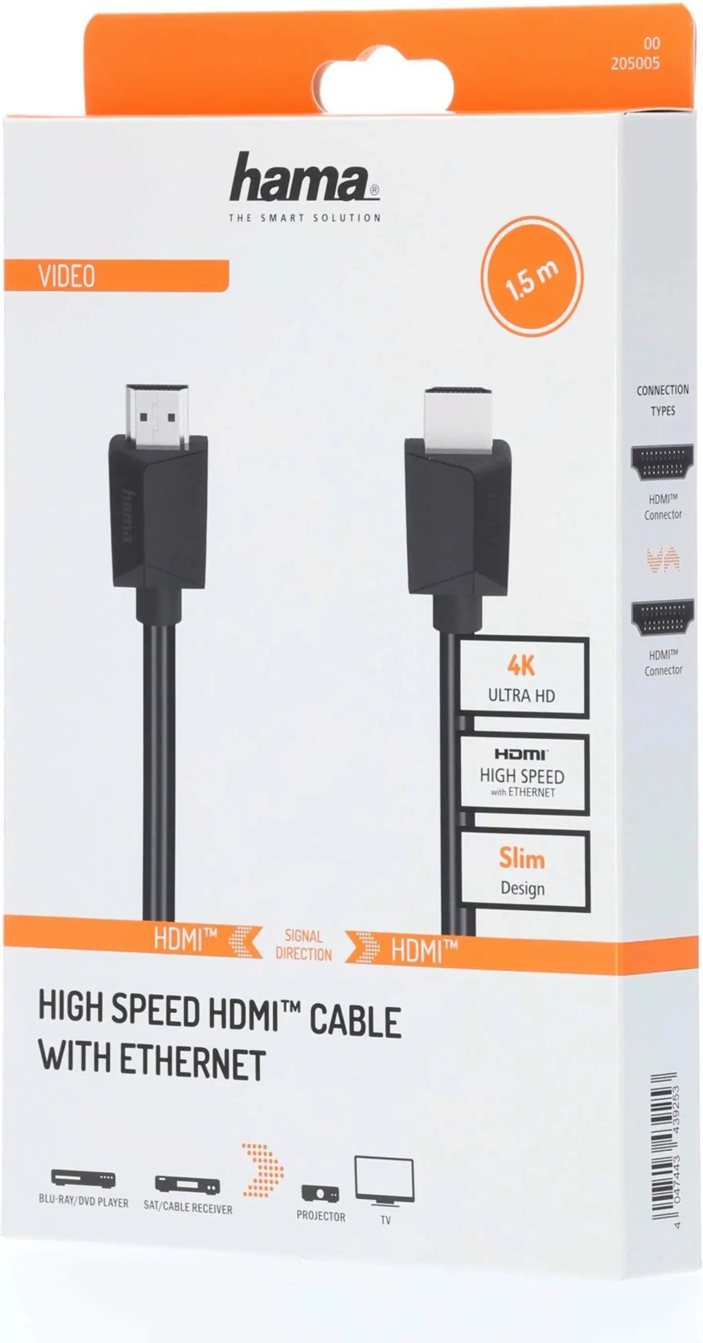 Hama High-Speed HDMI™ Cable, 4K, uros - uros, Ethernet, 1,5 m - 5