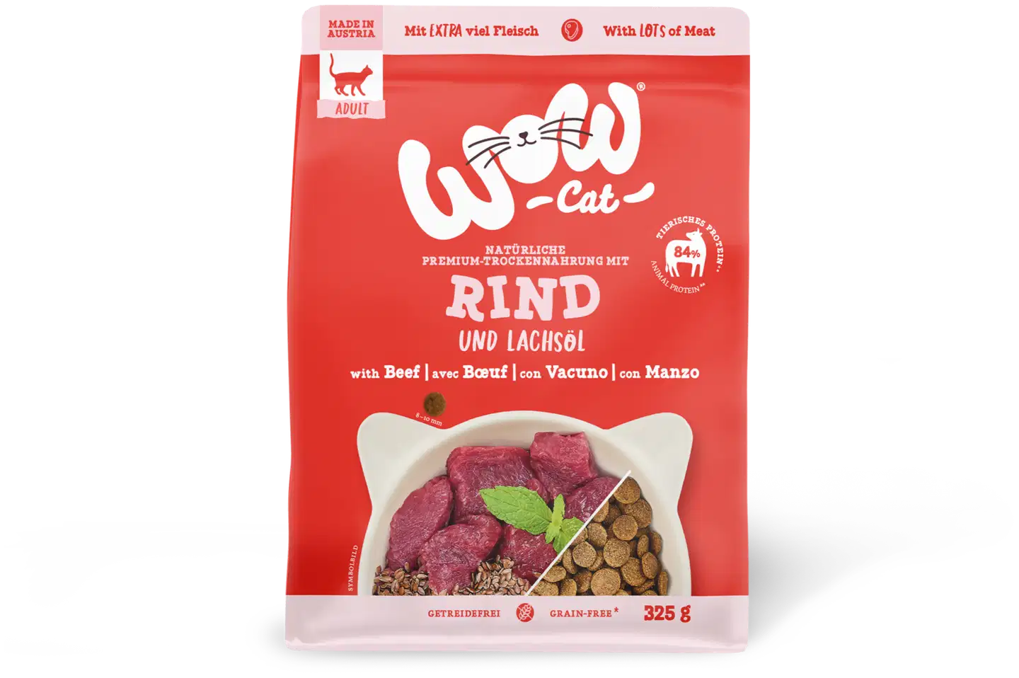 WOW CAT ADULT Nauta kuivaruoka 325 g