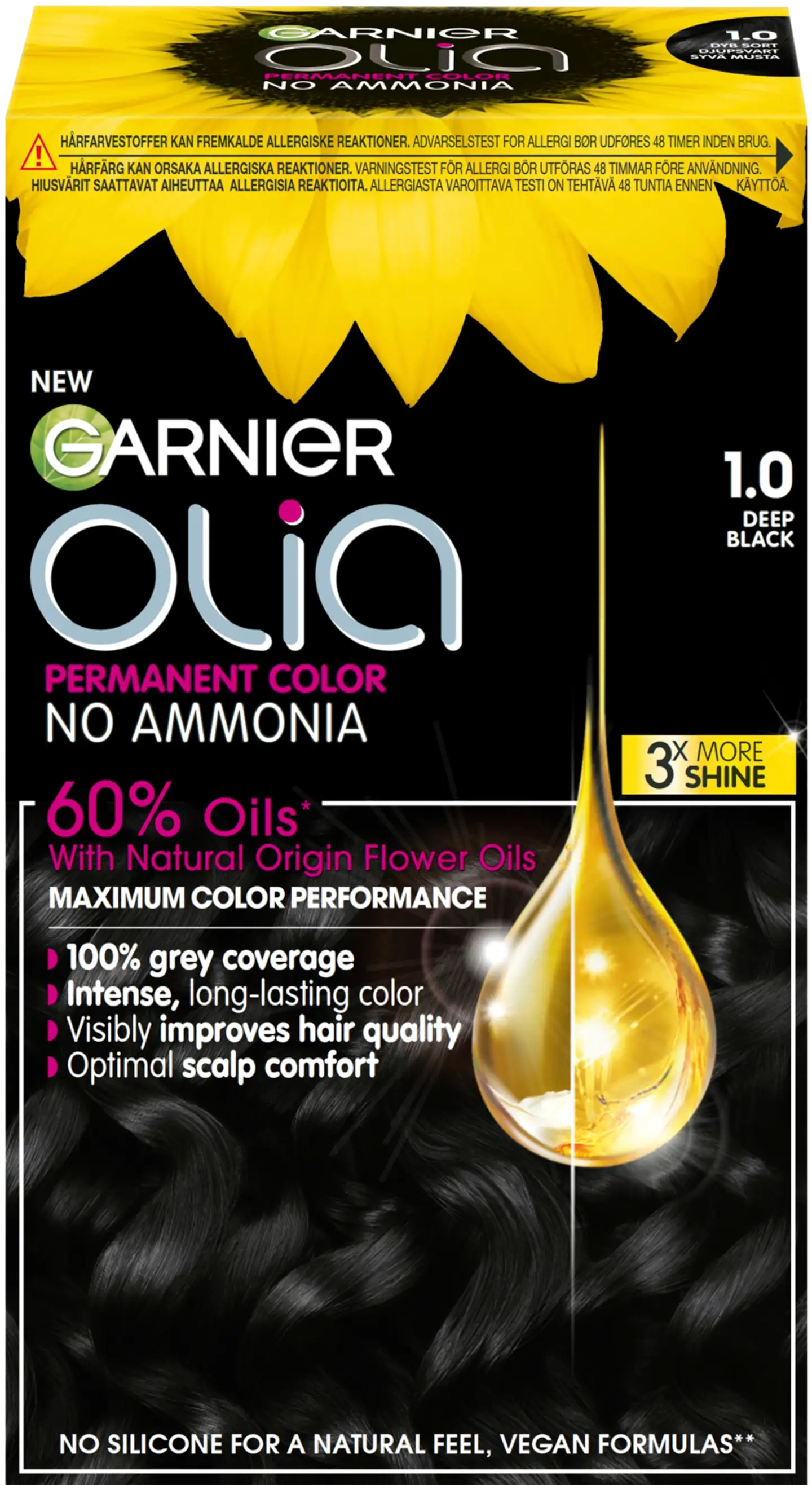 Garnier Olia 1.0 Night Black kestoväri 174ml - 1