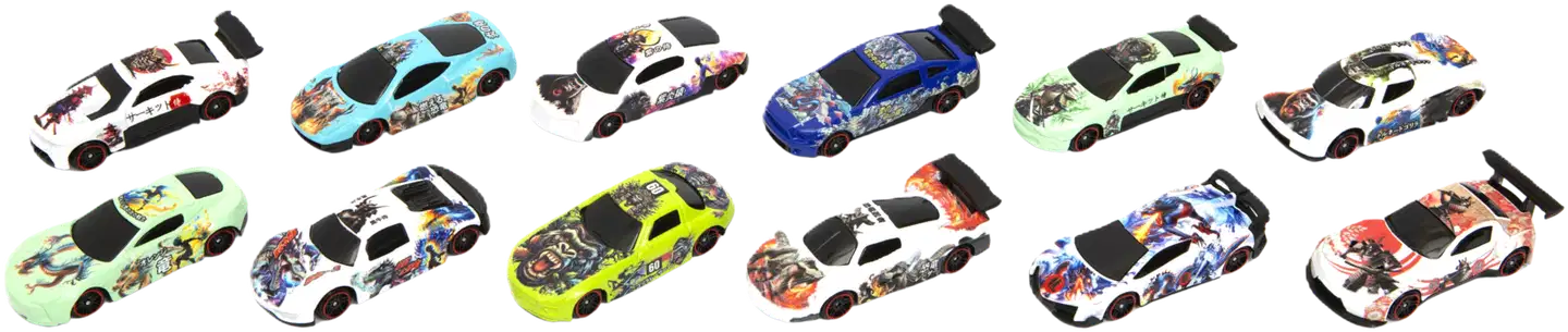 Circuit Samurai diecast kilpa-auto erilaisia
