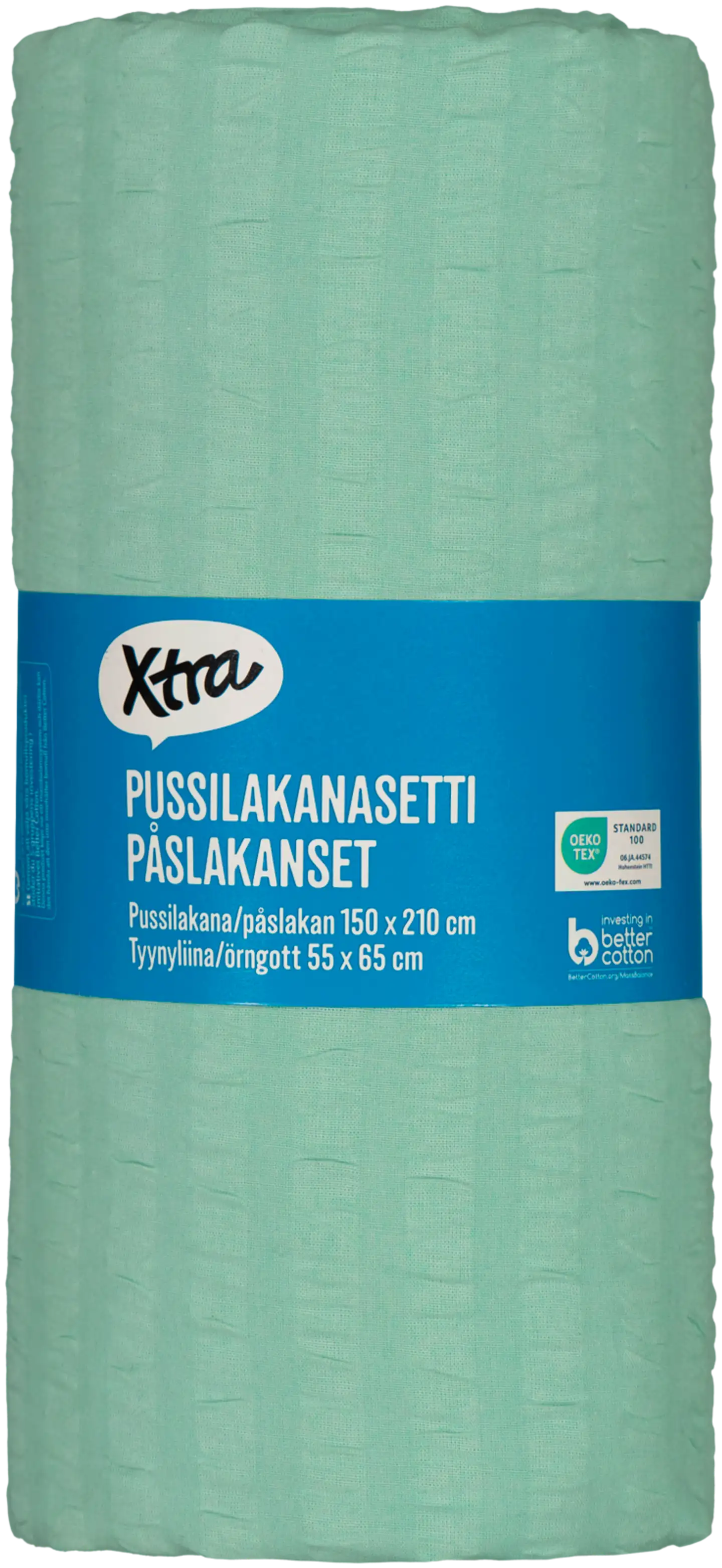 Xtra pussilakanasetti Seersucker 150x210 cm, vihreä - 2