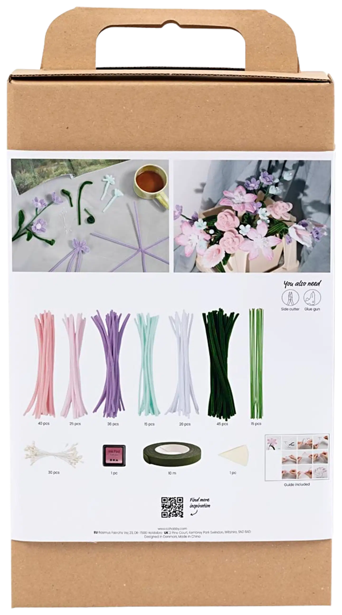 Creativ Company Askartelusetti Kukkia Askartelupunoksista, Kukat, pastellivärit, 1pkk/ 1 pkt - 2