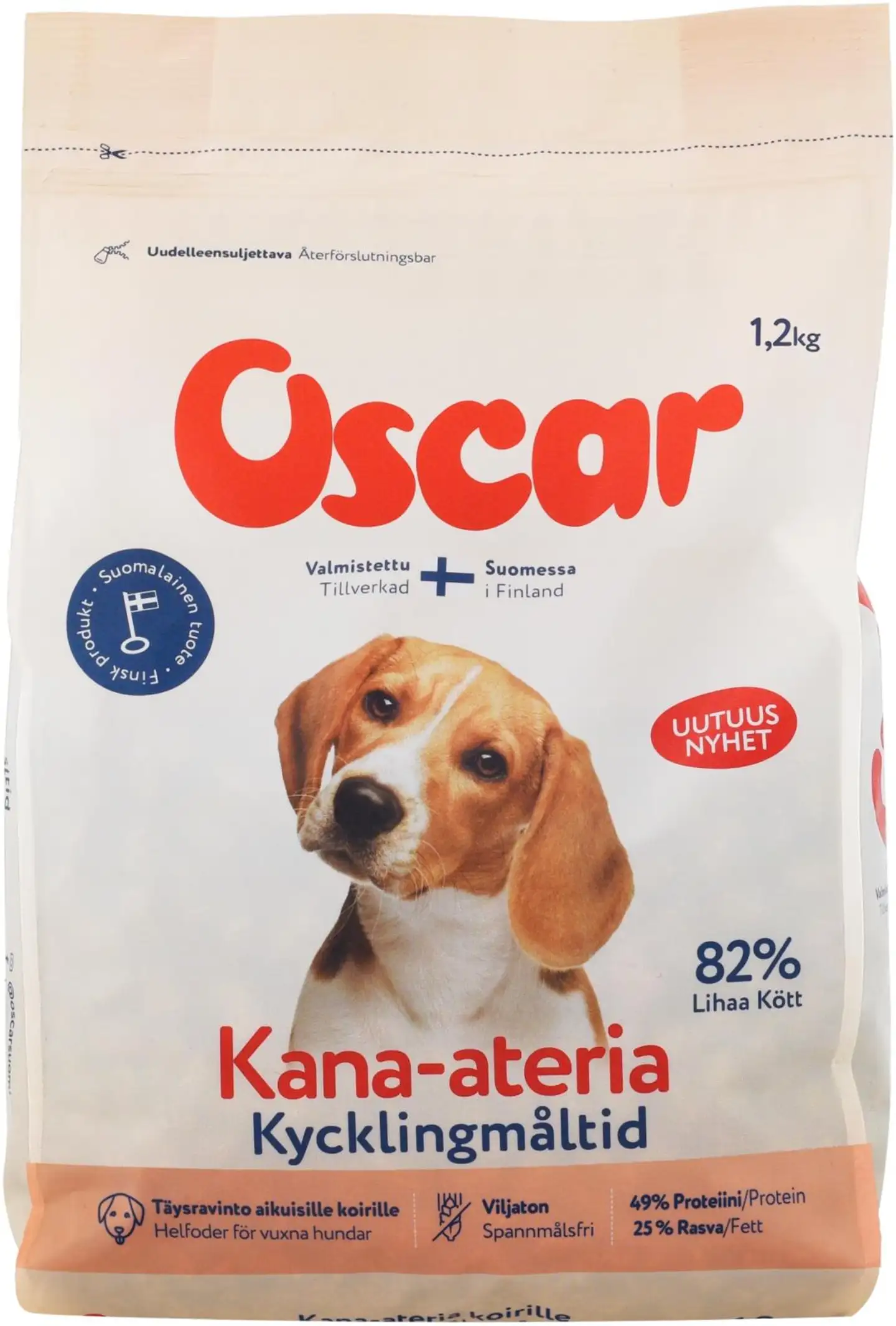 Oscar Kana-ateria koirille täysravinto 1,2kg