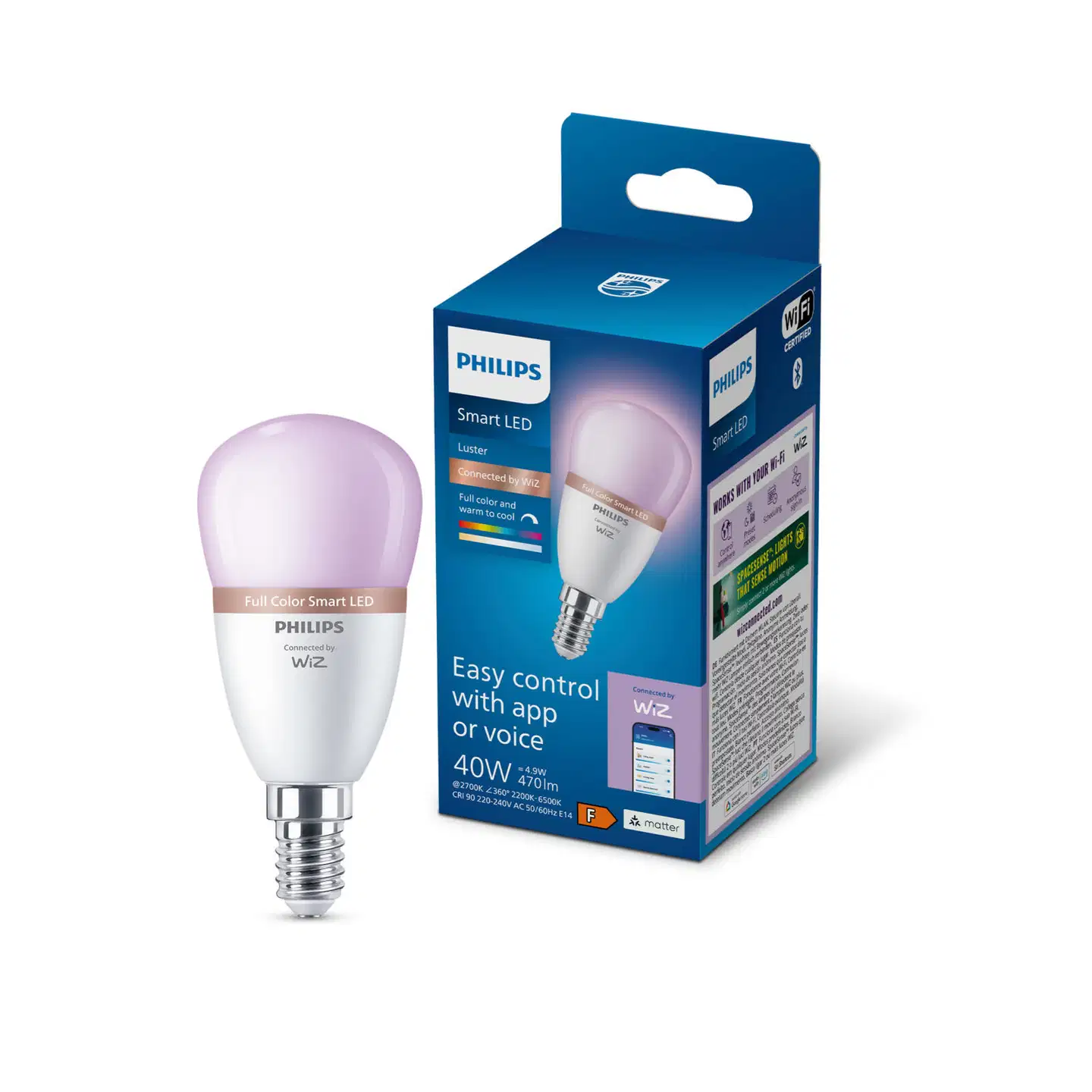 Philips Smart Lighting LED-filamenttilamppu 5W P45 E14 2200-6500K 470lm RGB - 2