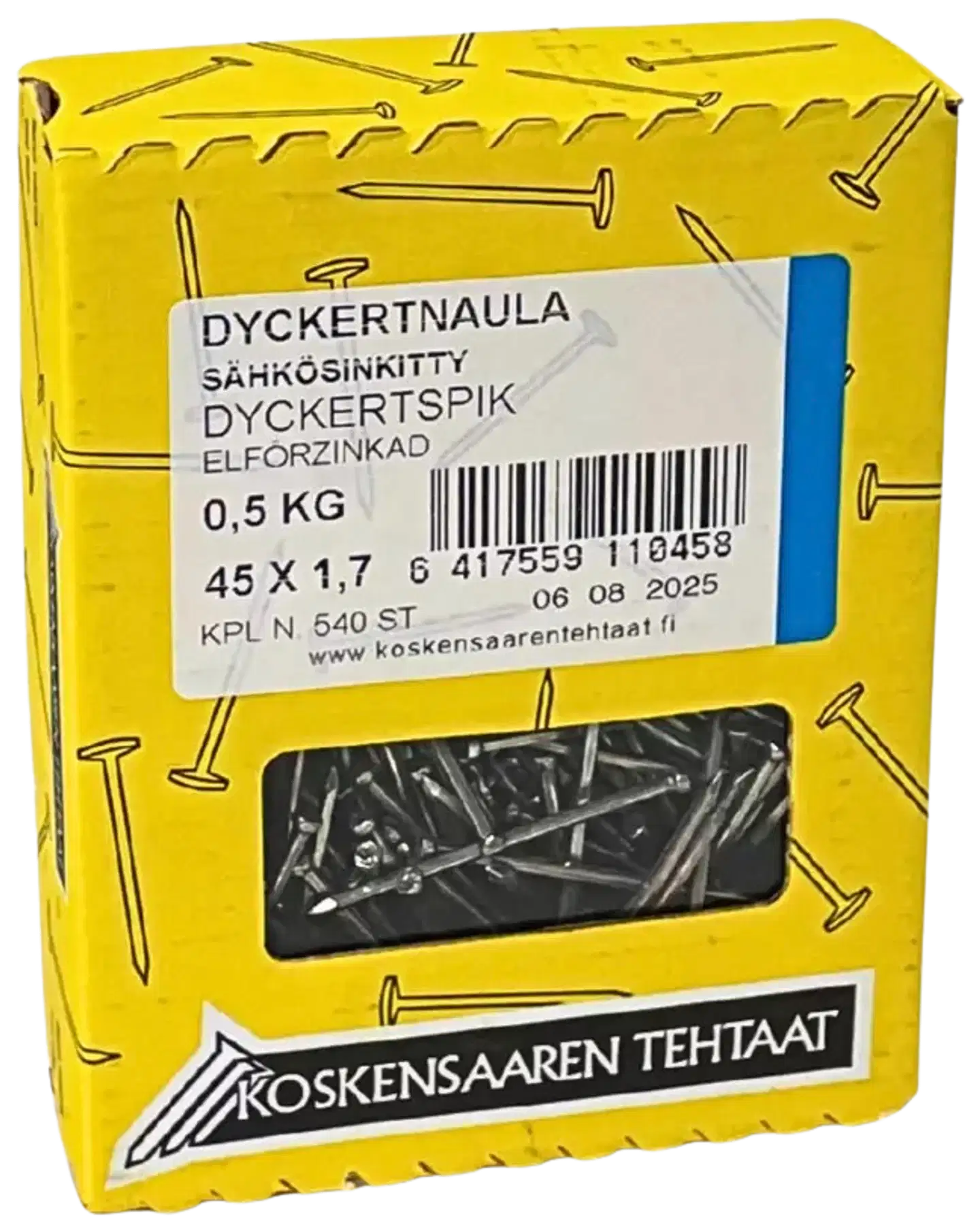 Koskensaaren Tehtaat Dyckertnaula sink. 0,5kg 45x1,7mm