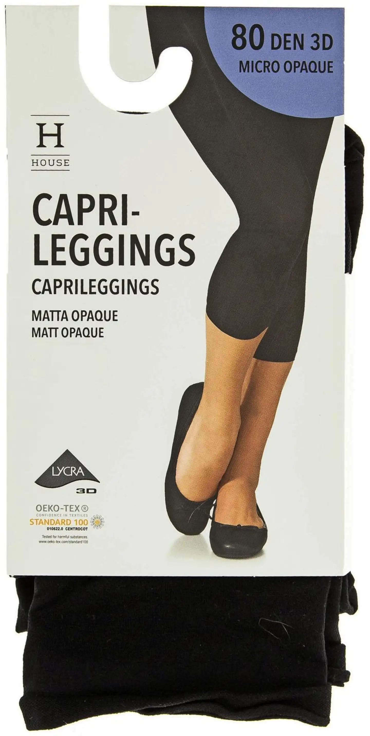 House naisten caprileggingsit opaque 80 den 3D - BLACK