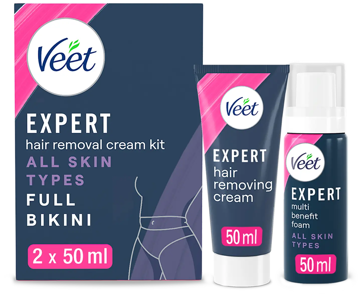 Veet Expert Full Bikini Ihokarvanpoistosarja kaikki ihotyypit 2x50ml