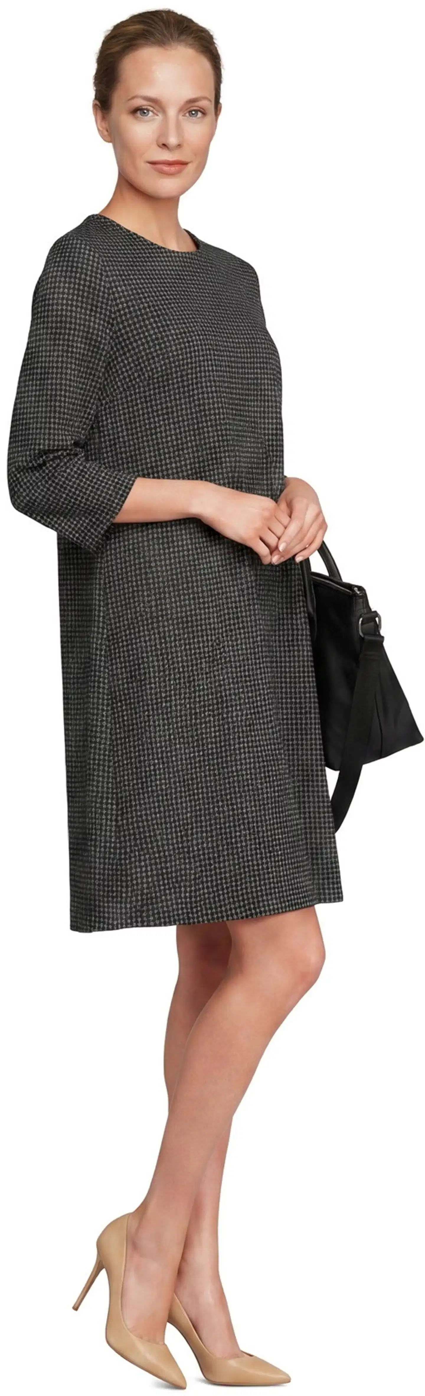 London Fog naisten jacquard-mekko 218L263307 - black grey aop - 4