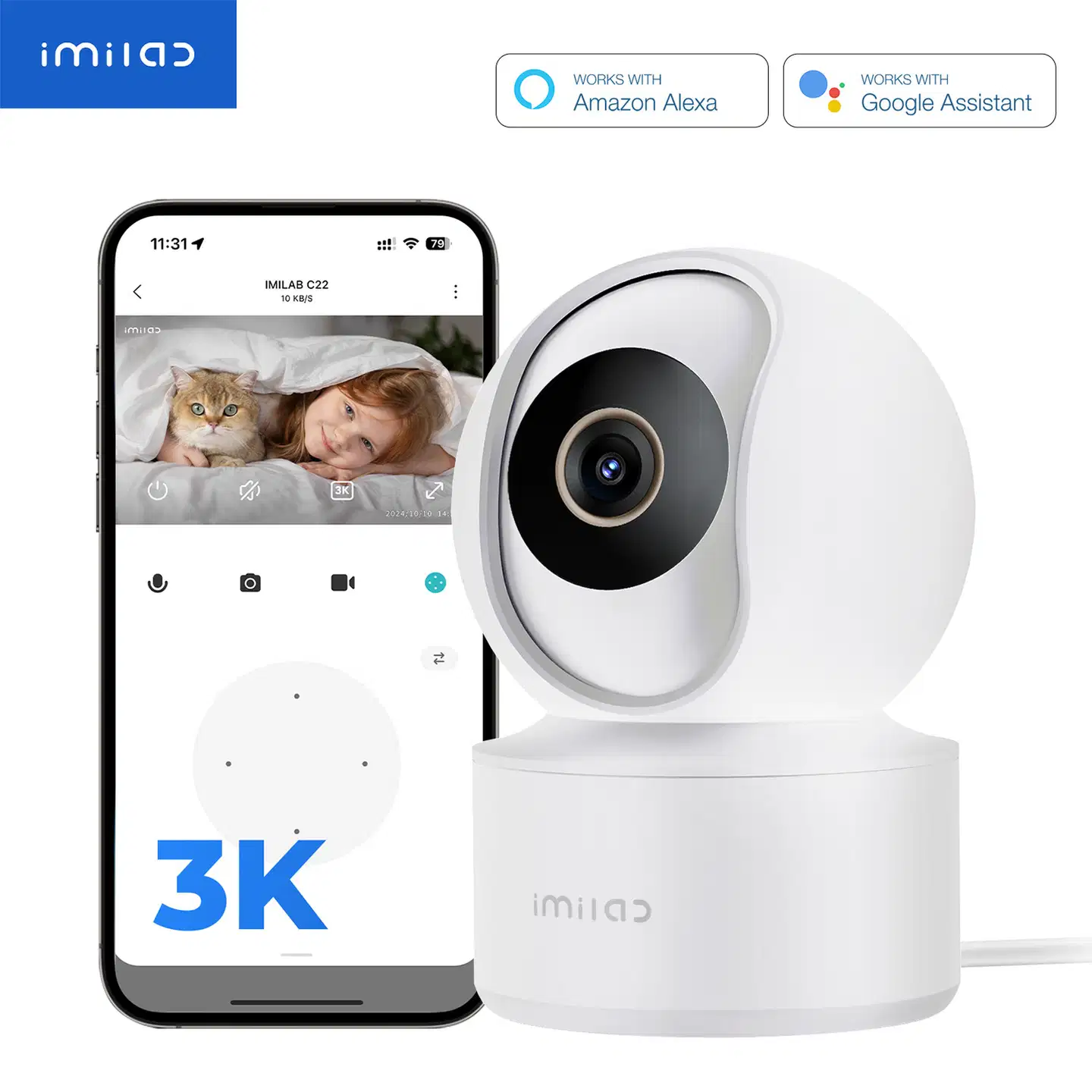 Imilab C22 3K WiFi -valvontakamera sisäkäyttöön CMSXJ60A - 15