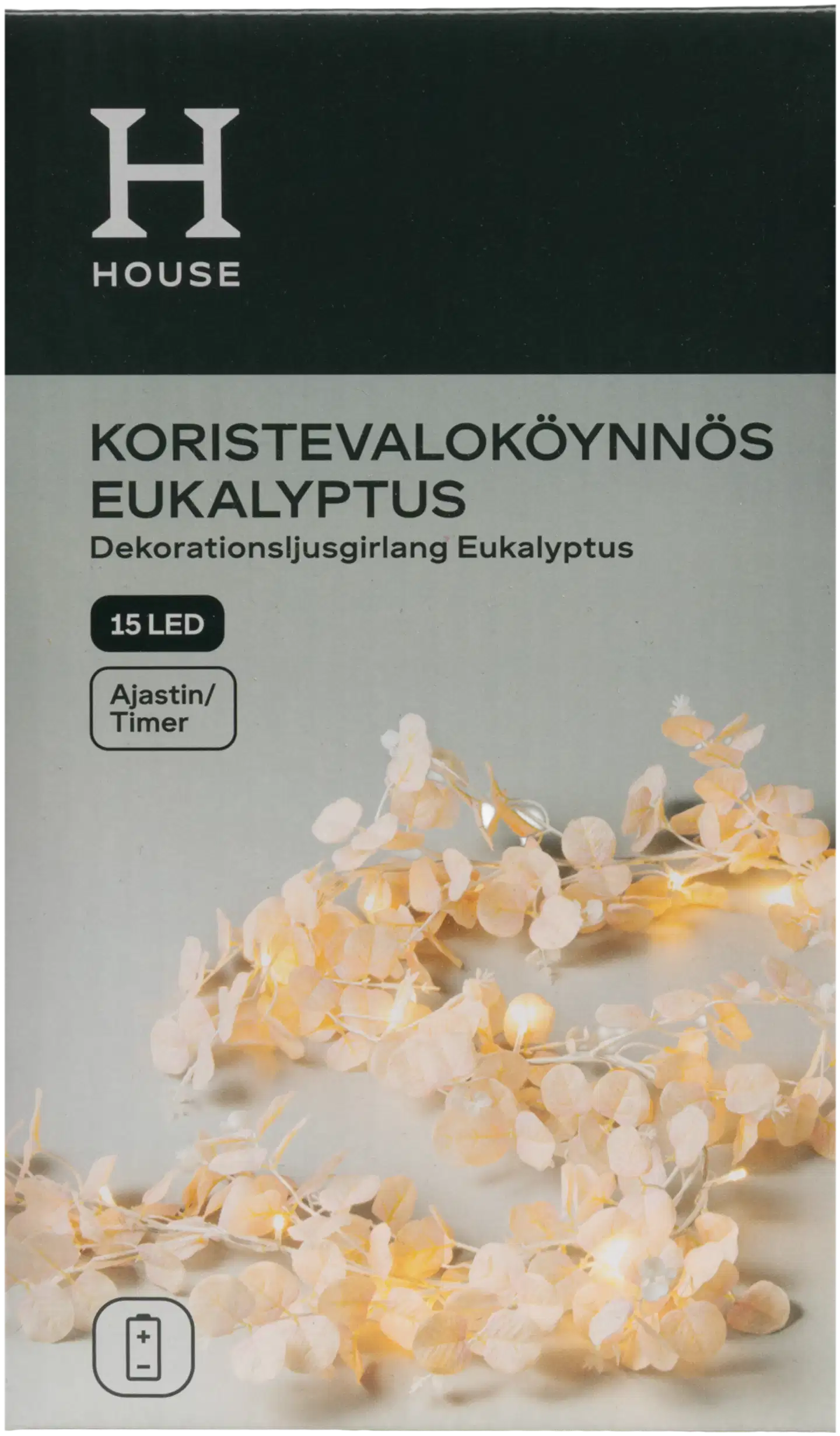 House koristevaloköynnös Eukalyptus 15 LED vaaleanpunainen - 1