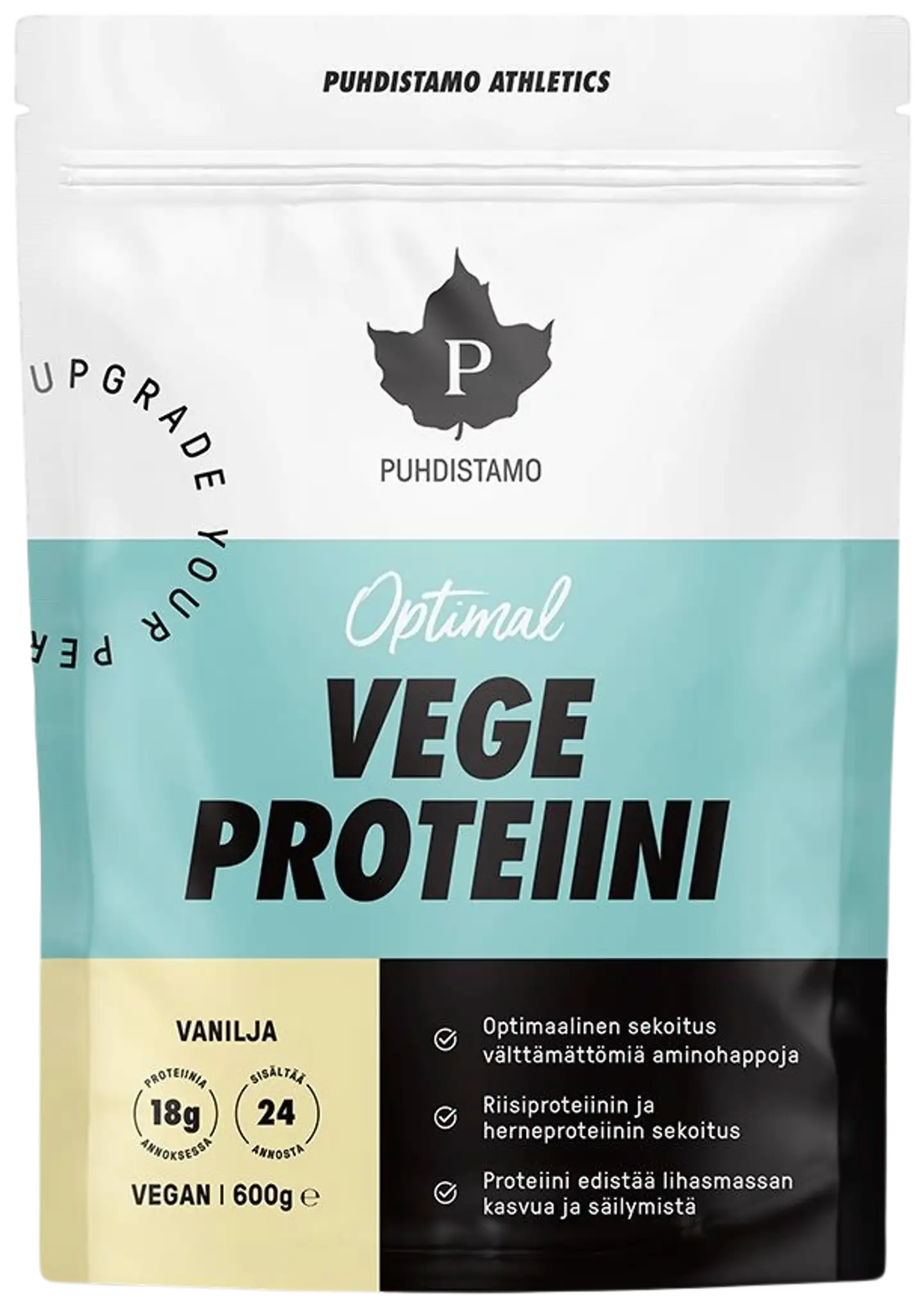 Puhdistamo Athletics Optimal Vege proteiinijauhe Vanilja 600 g