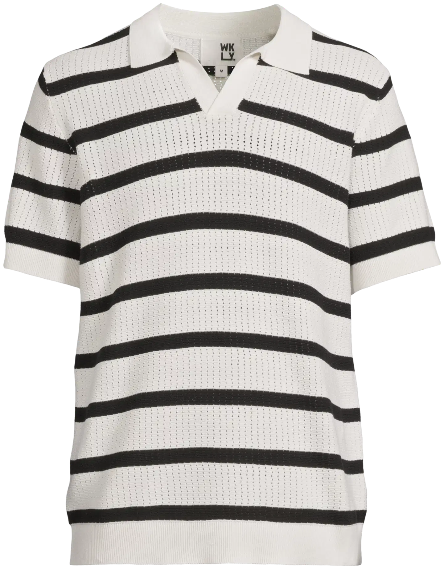 WKLY. miesten lyhythihainen neulepaita 195W152609 - Off white-black stripe - 2
